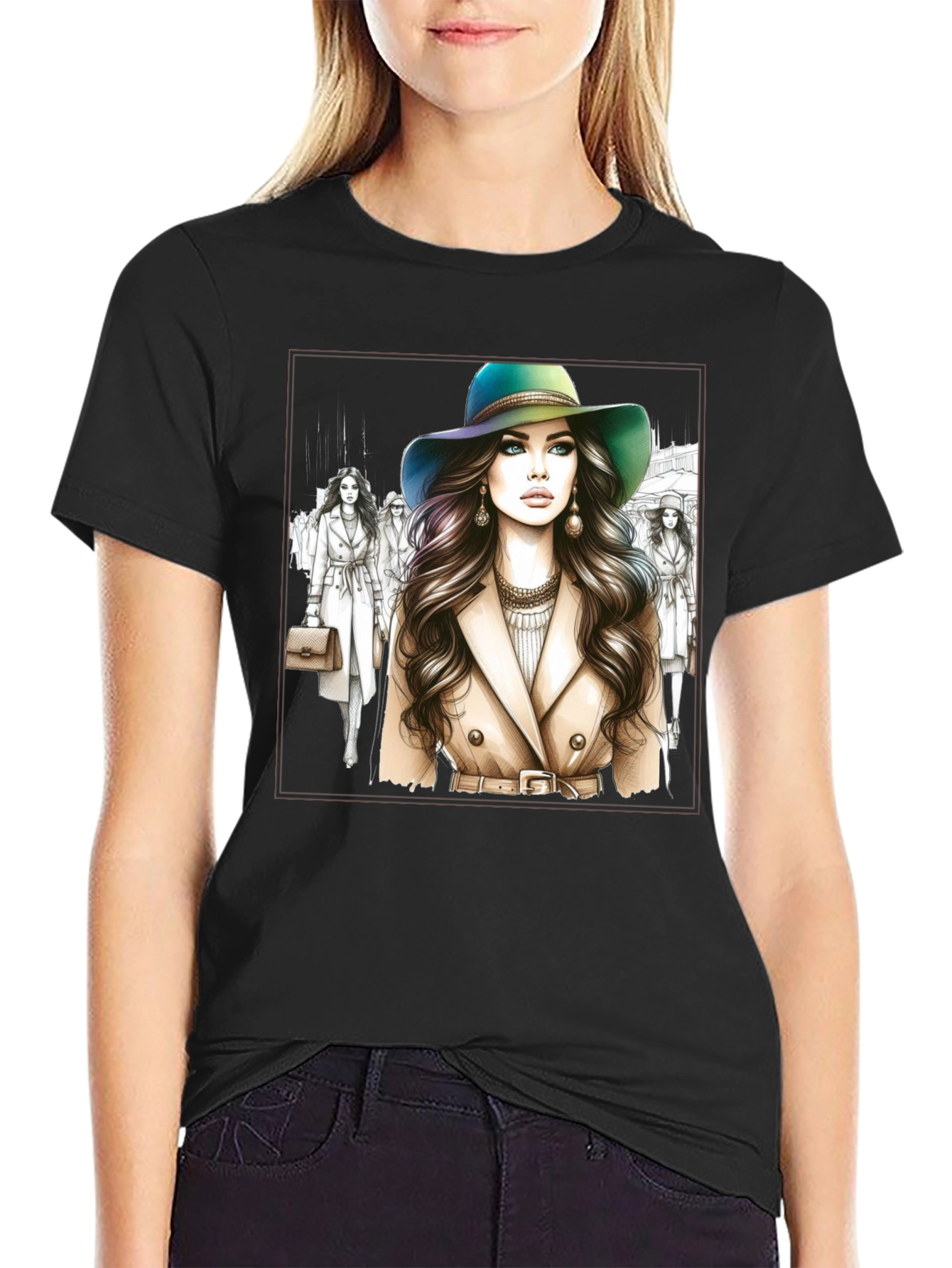 Stylish Woman Graphic Tee - Fashion Forward Design