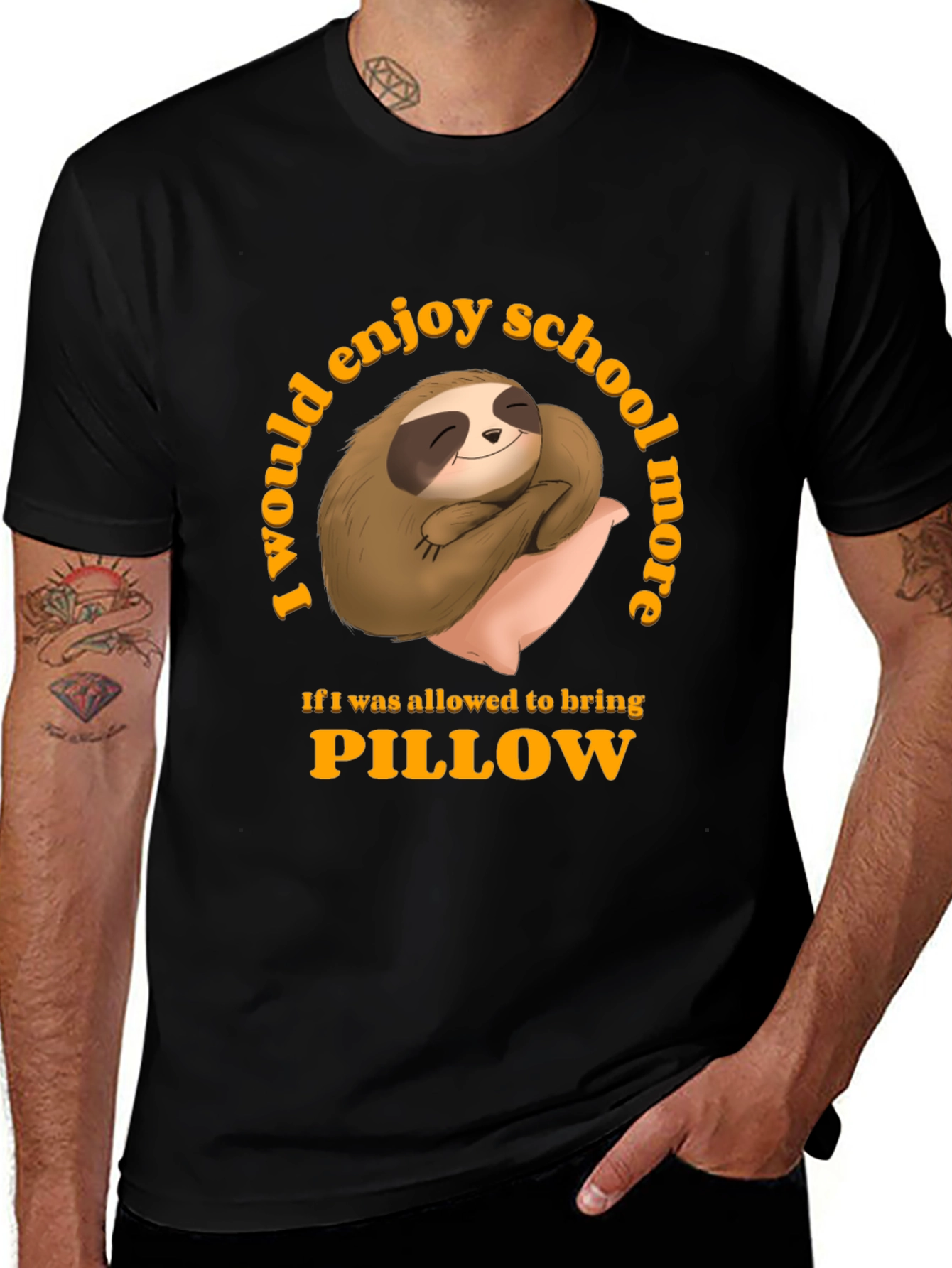 Sloth Pillow T-Shirt - School Nap Time Tee