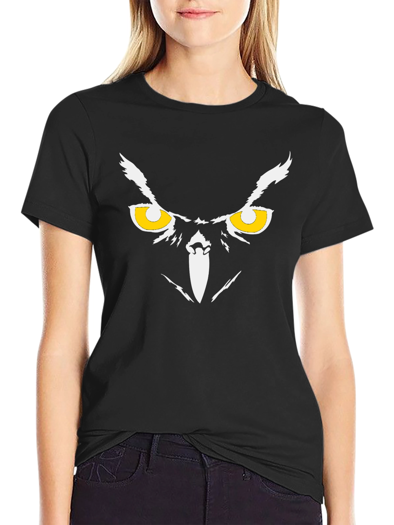 Owl Eyes Graphic Black T-Shirt
