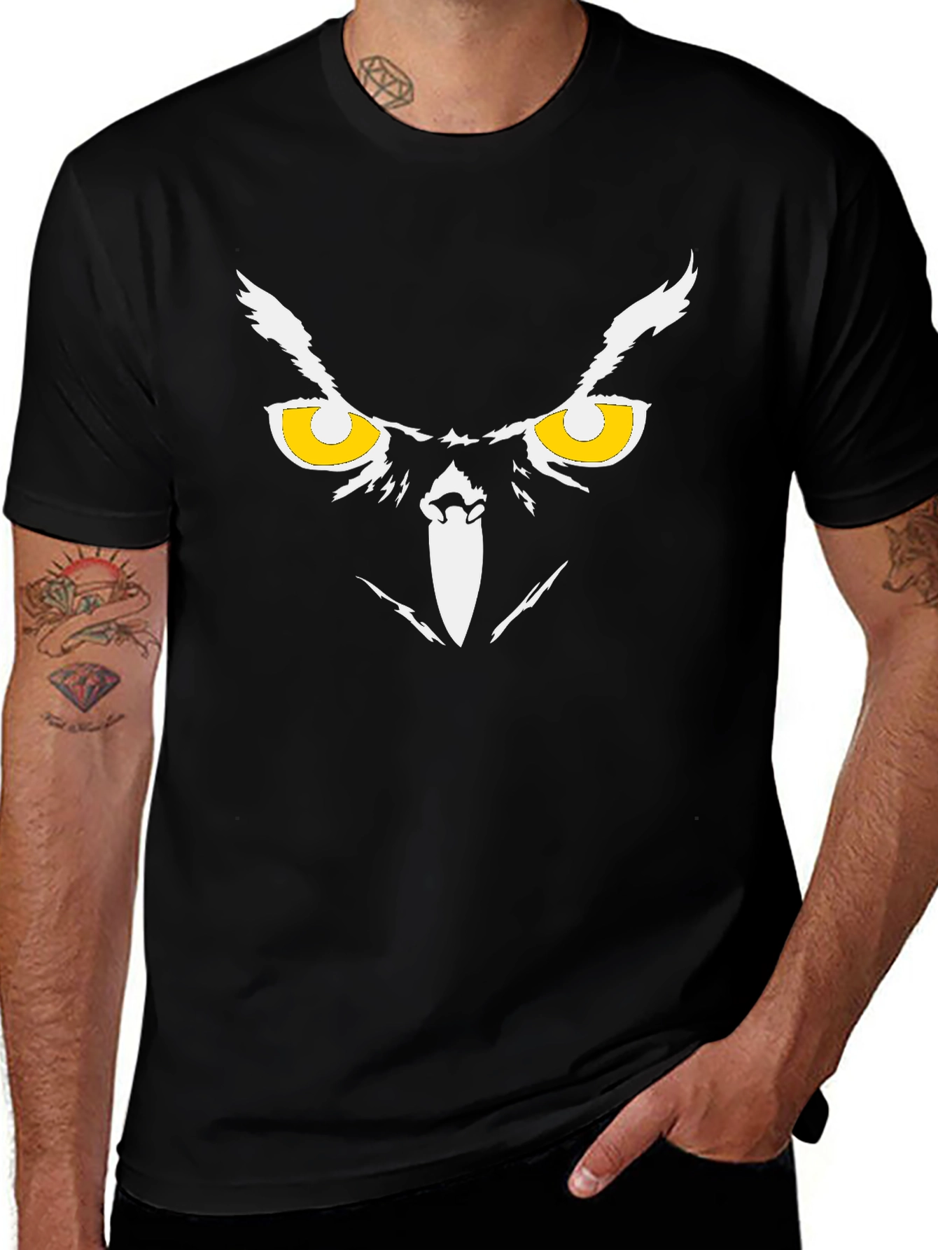Owl Eyes Graphic Black T-Shirt