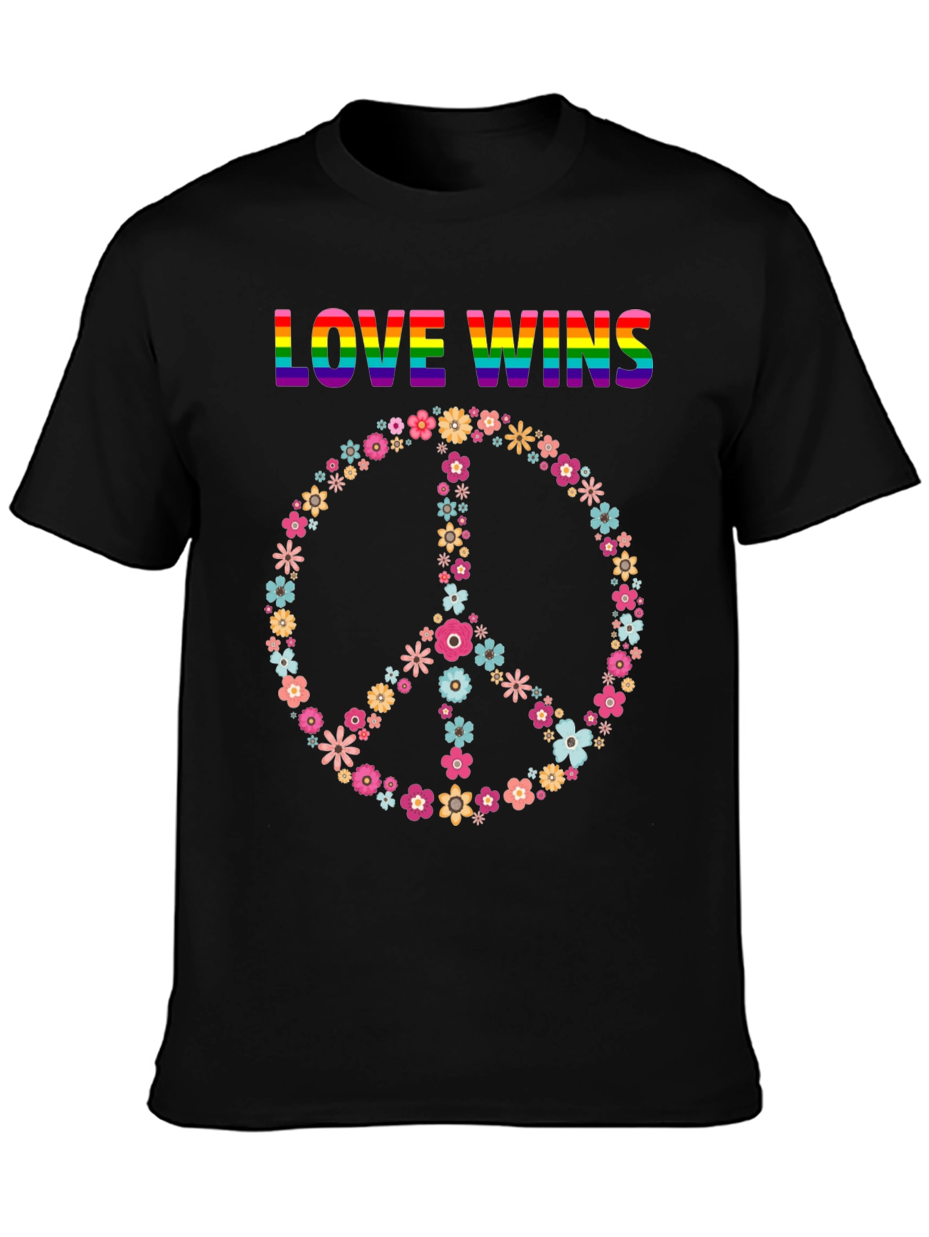 Love Wins Flower Peace Sign Graphic Tee