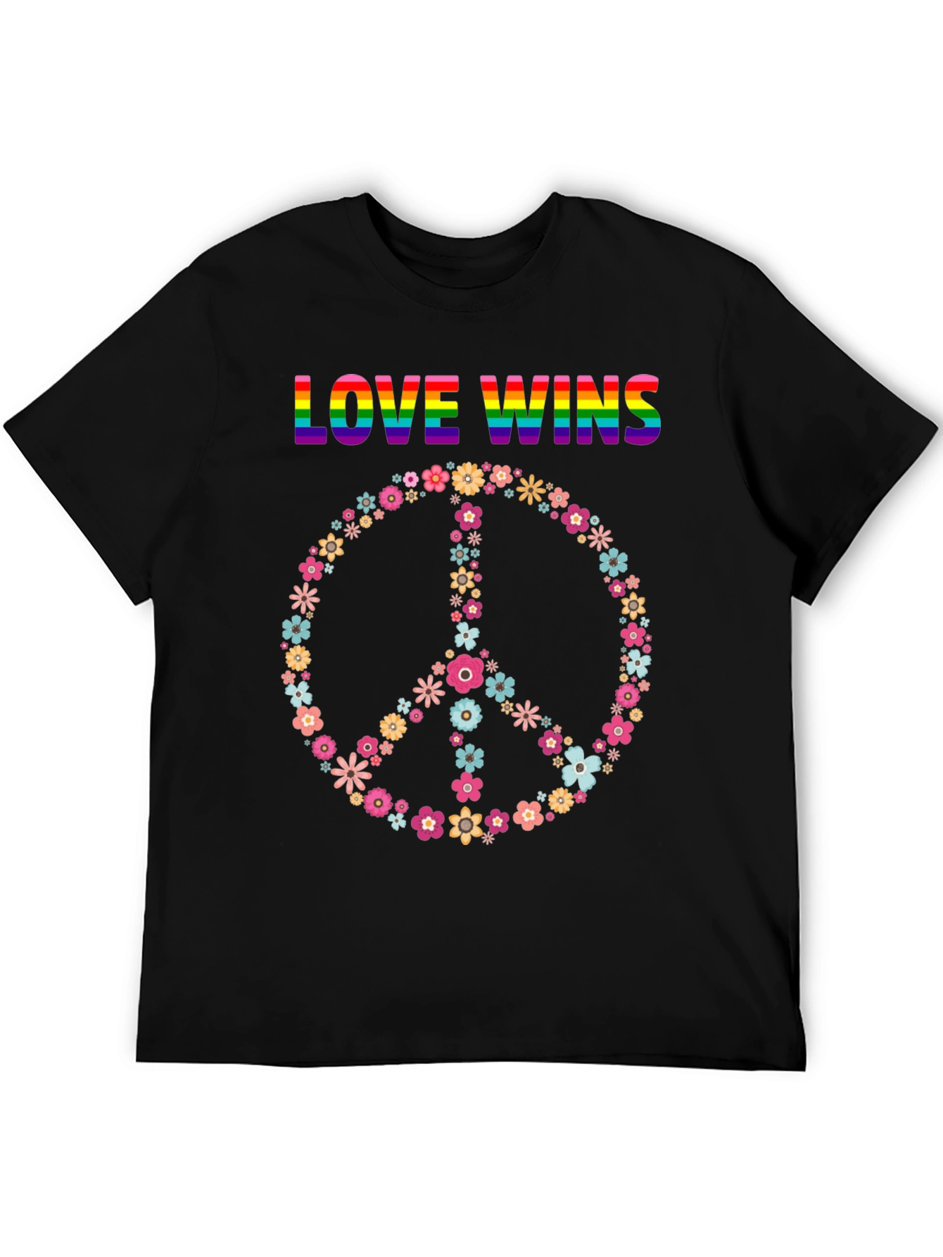 Love Wins Flower Peace Sign Graphic Tee