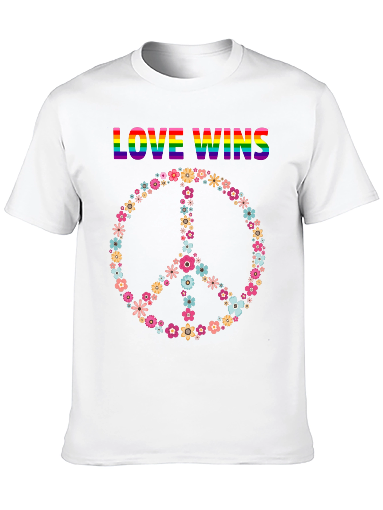 Love Wins Flower Peace Sign Graphic Tee