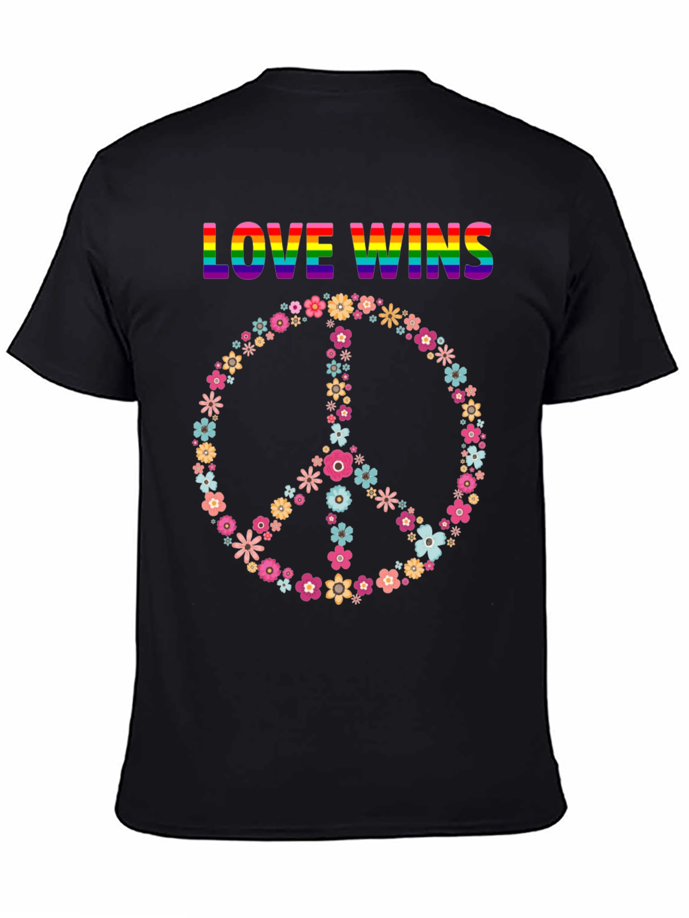 Love Wins Flower Peace Sign Graphic Tee