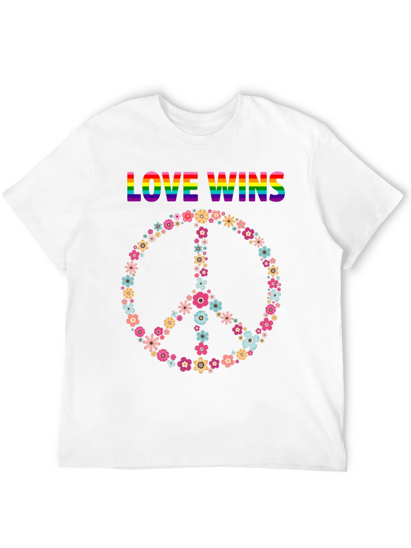 Love Wins Flower Peace Sign Graphic Tee