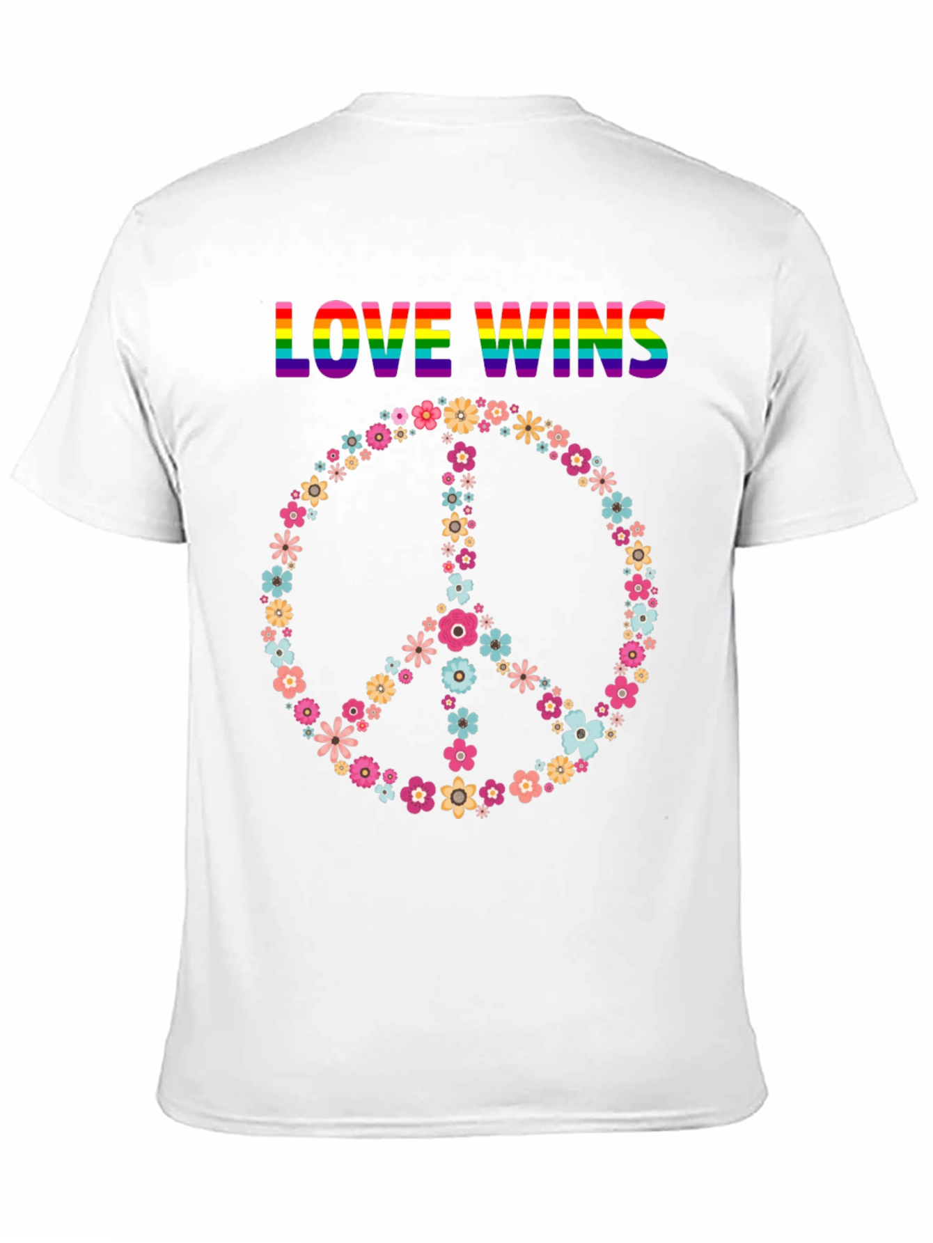 Love Wins Flower Peace Sign Graphic Tee