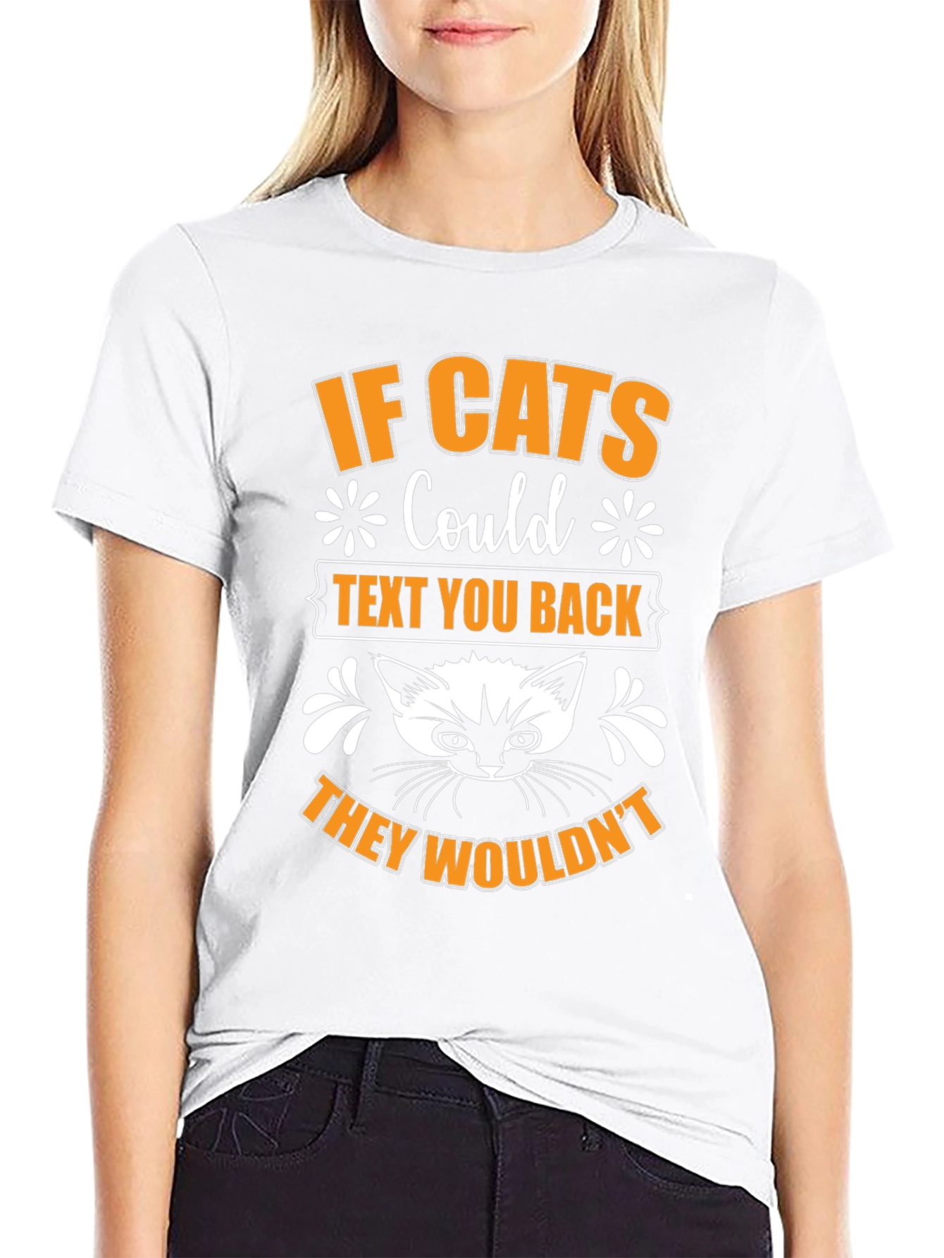 If Cats Could Text Black Graphic T-Shirt
