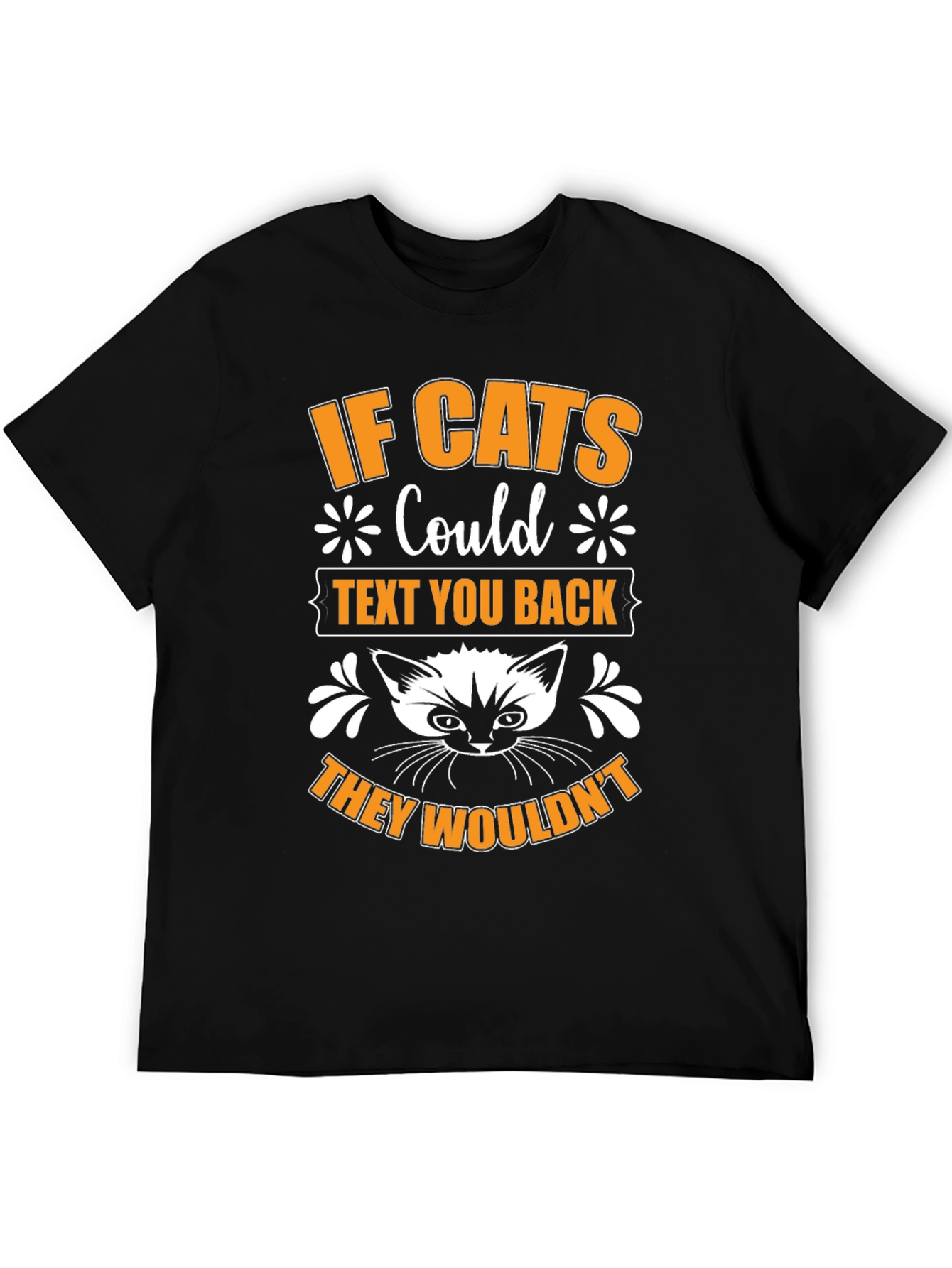 If Cats Could Text Black Graphic T-Shirt