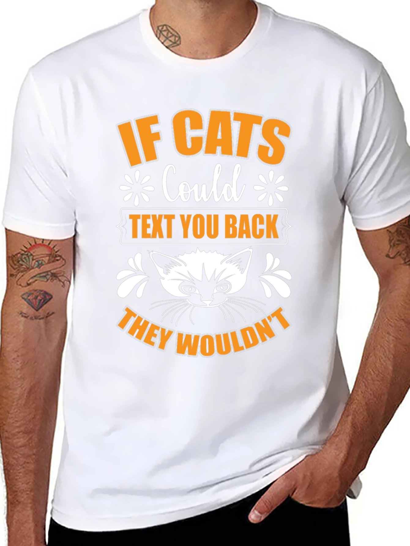 If Cats Could Text Black Graphic T-Shirt