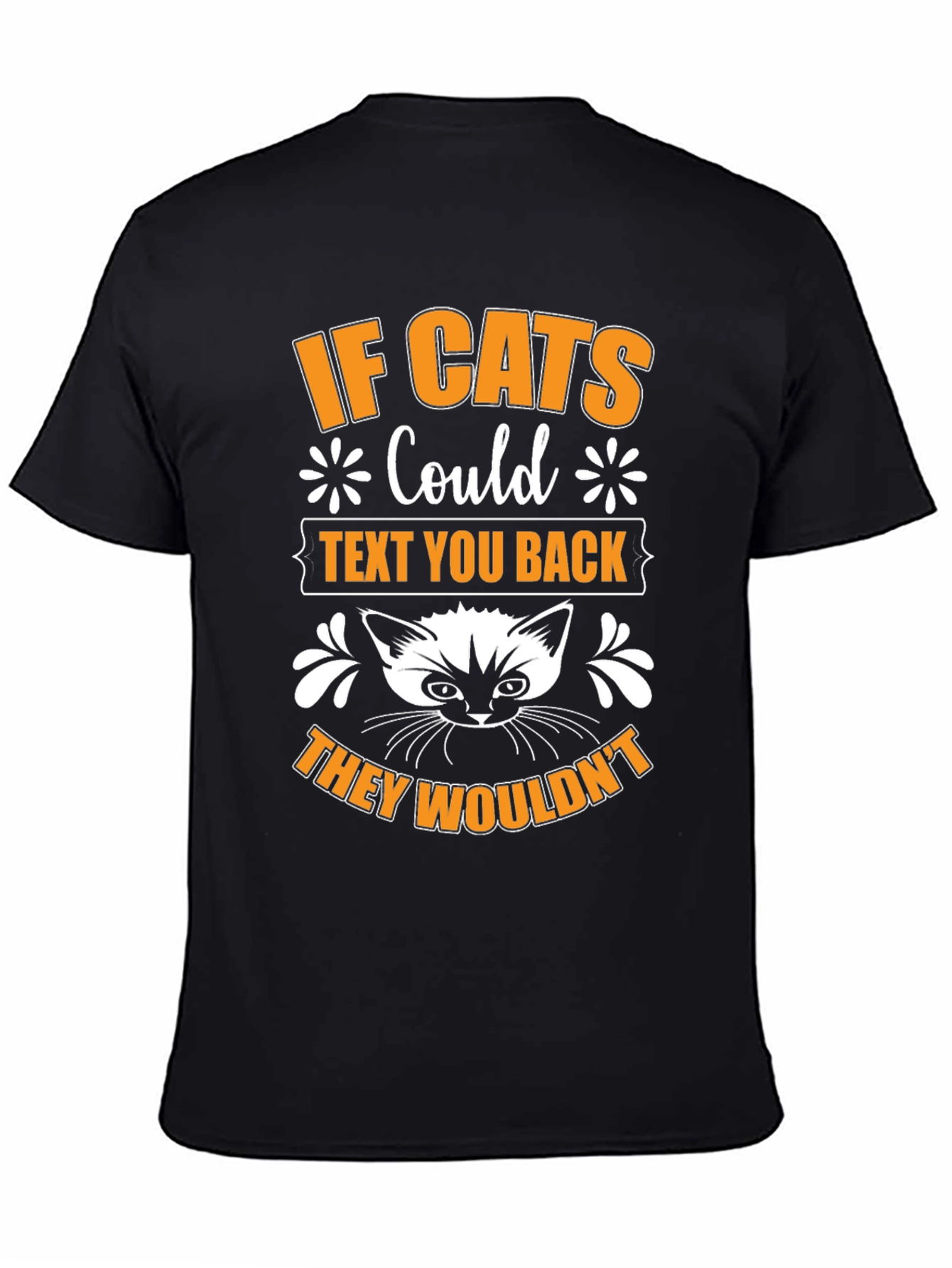 If Cats Could Text Black Graphic T-Shirt