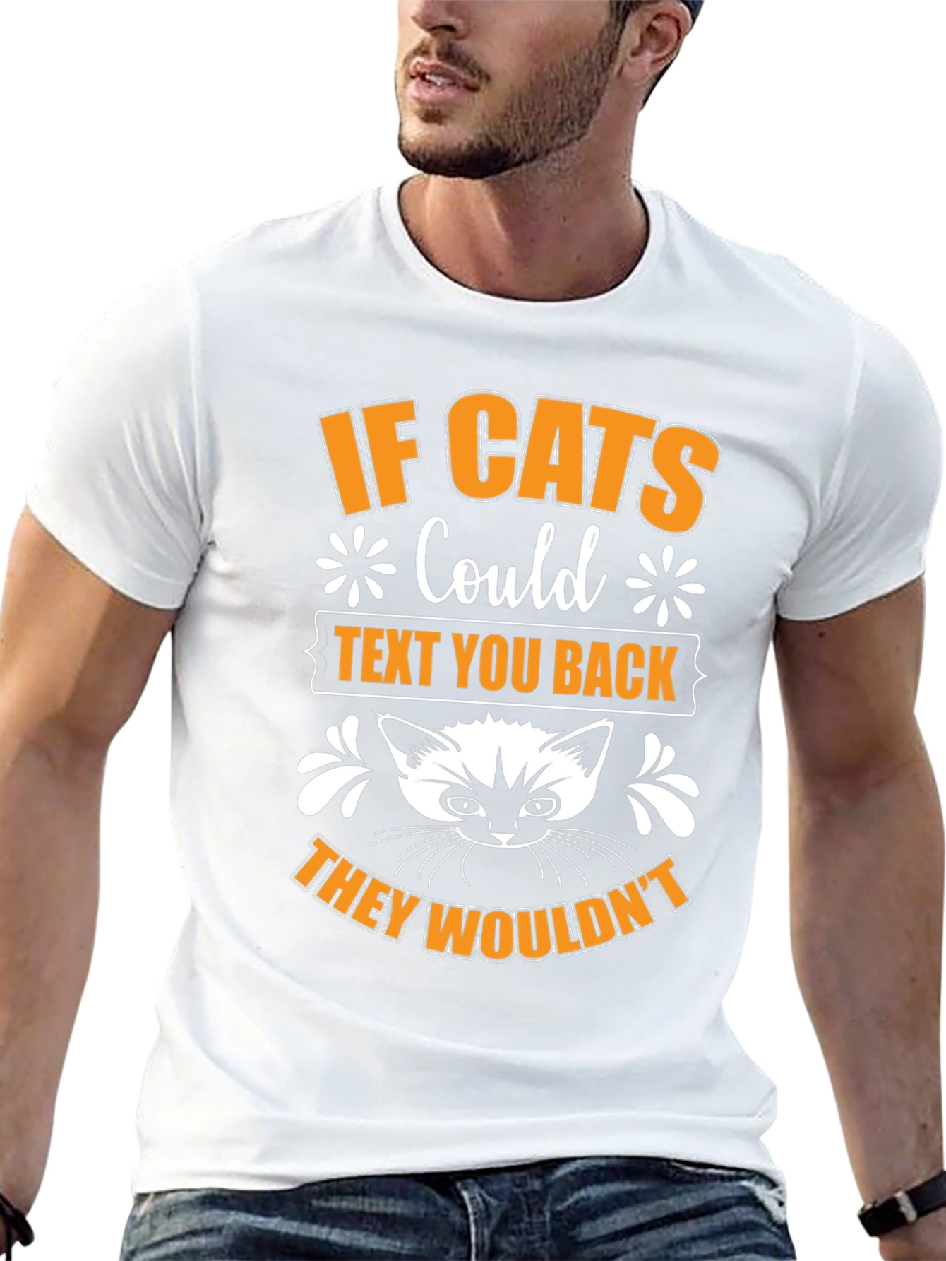 If Cats Could Text Black Graphic T-Shirt