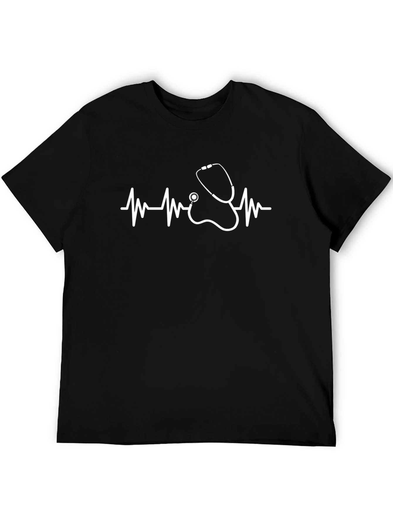 Stethoscope Heartbeat Graphic Black T-Shirt