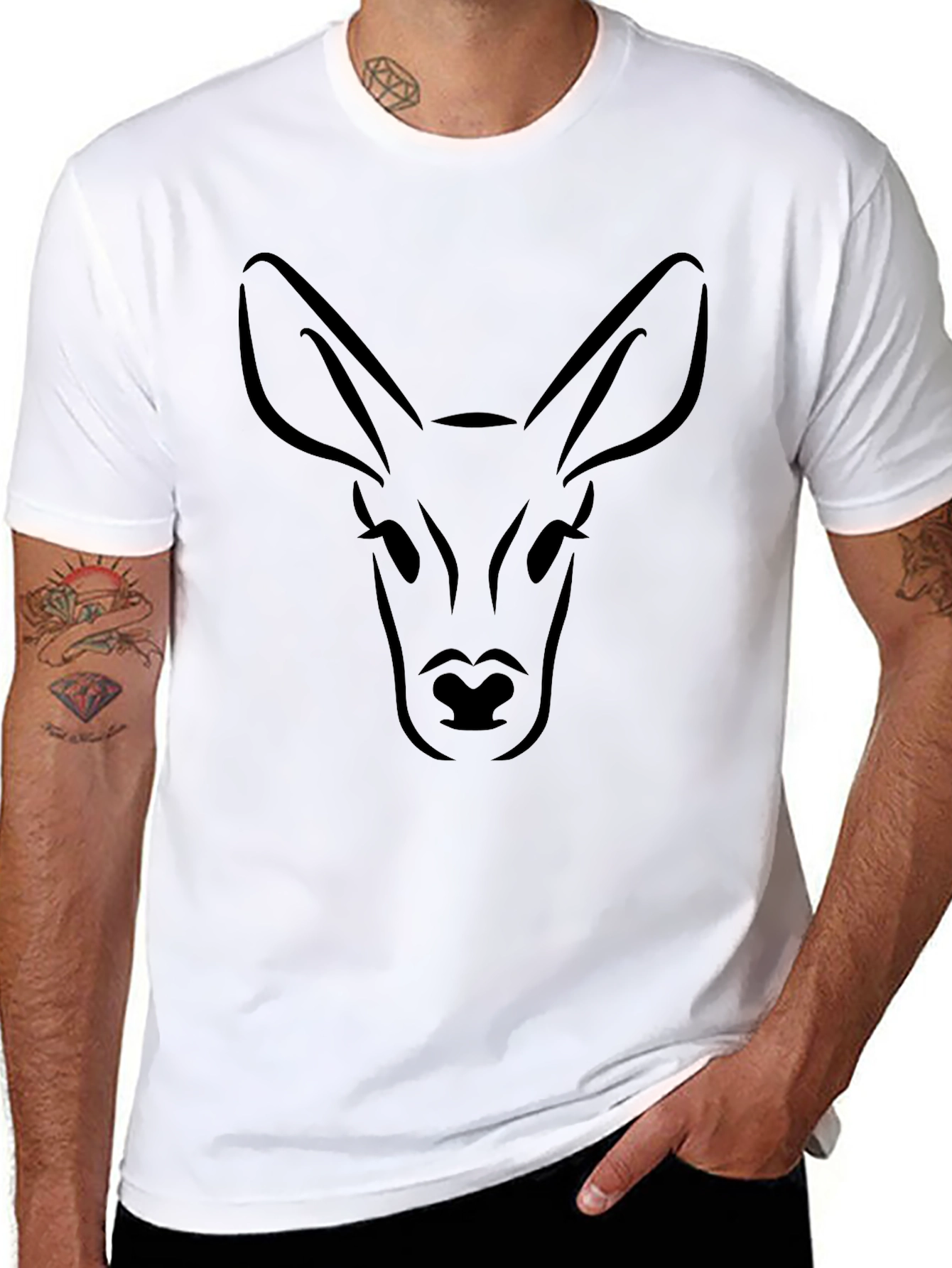 Mens Black Deer Graphic T-Shirt