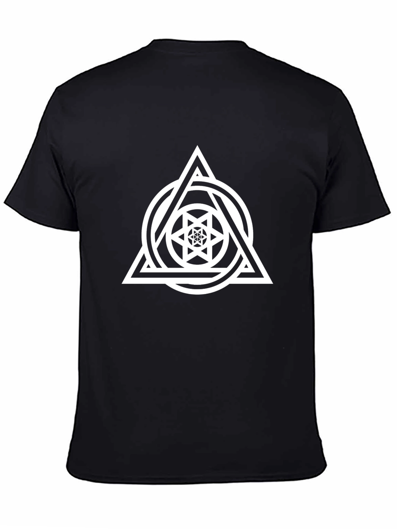 Geometric Graphic Print Mens Black Tee