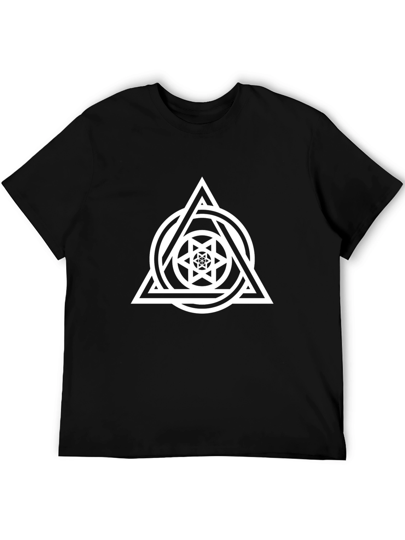 Geometric Graphic Print Mens Black Tee