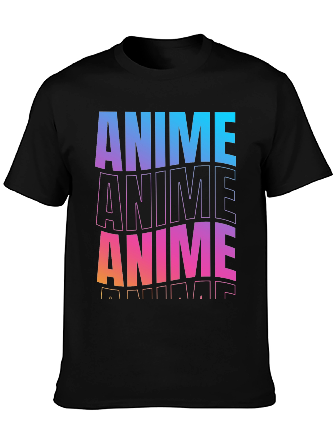 Anime Gradient Graphic Black T-Shirt