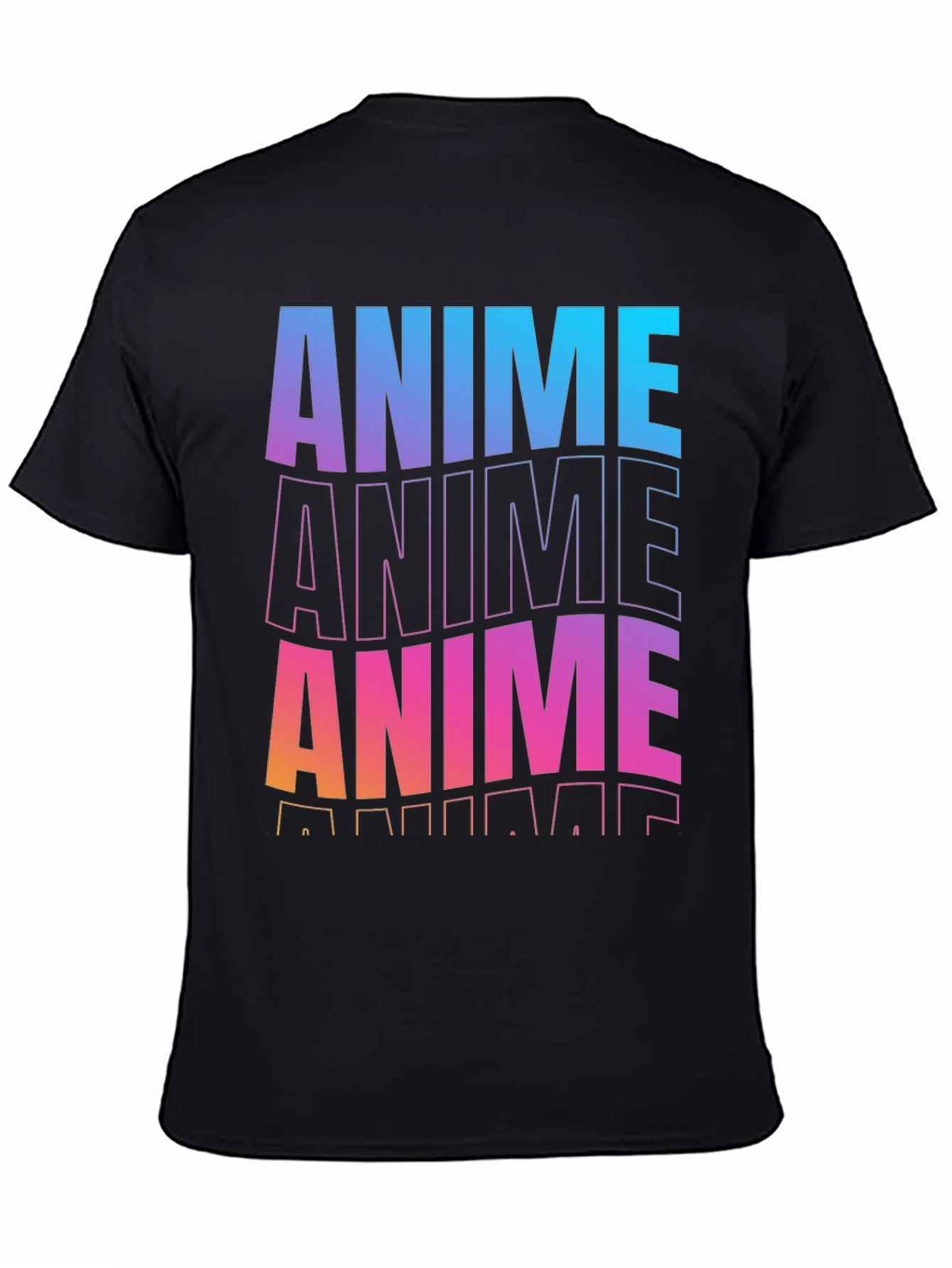 Anime Gradient Graphic Black T-Shirt