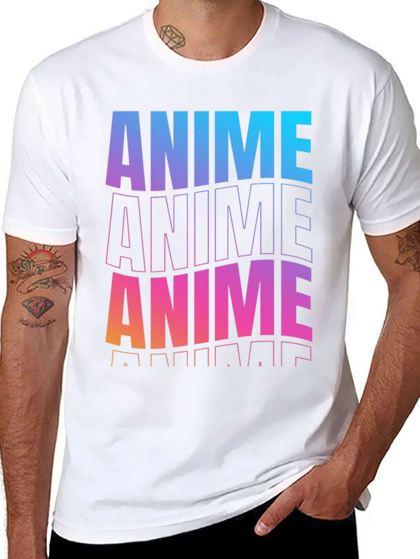 Anime Gradient Graphic Black T-Shirt