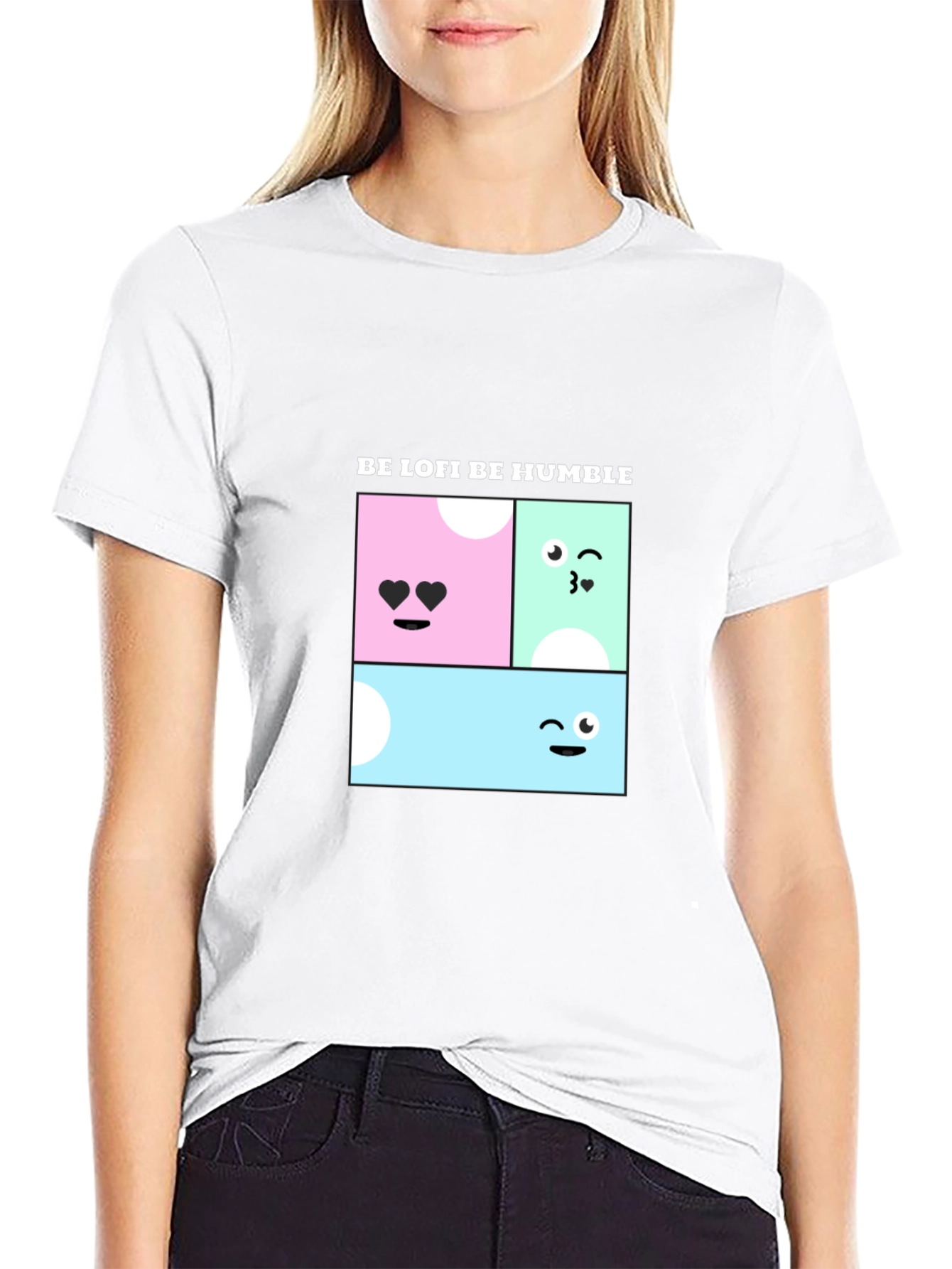 Be Lofi Be Humble Black T-Shirt with Kawaii Design
