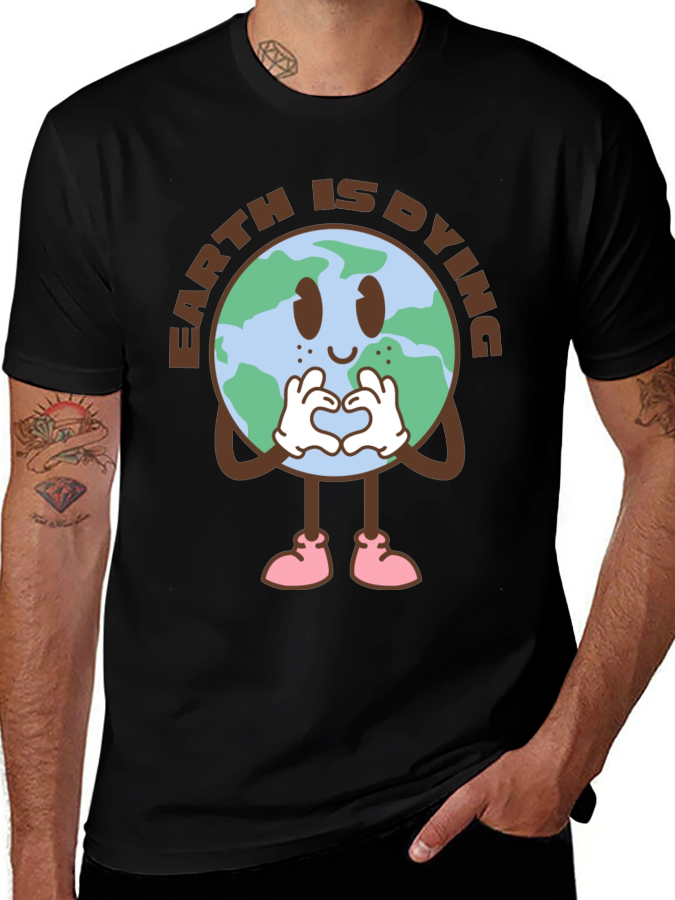 Earth is Dying Graphic T-Shirt - Black Cotton Tee