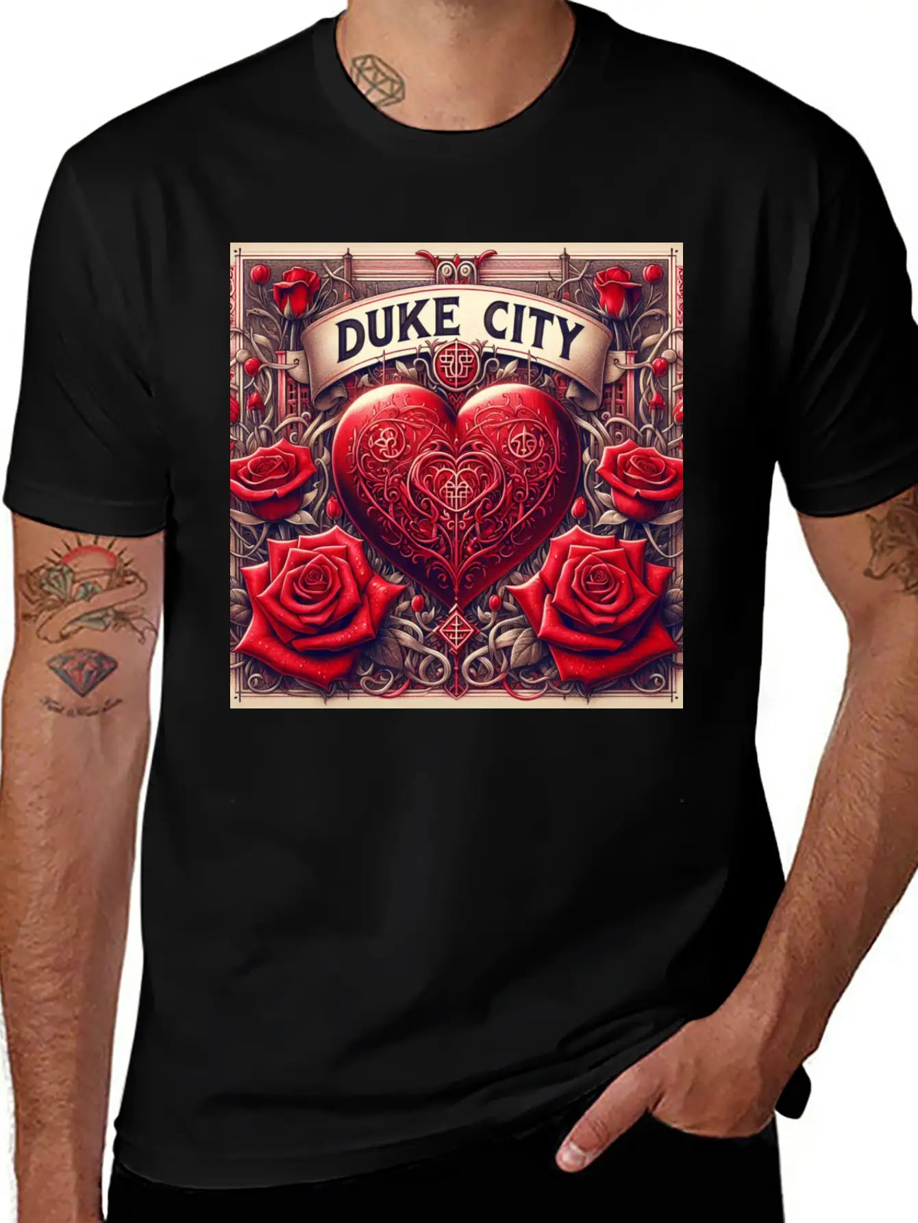 Red Heart With Roses Unisex Casual T-Shirt – Clean Design For Daily Comfort