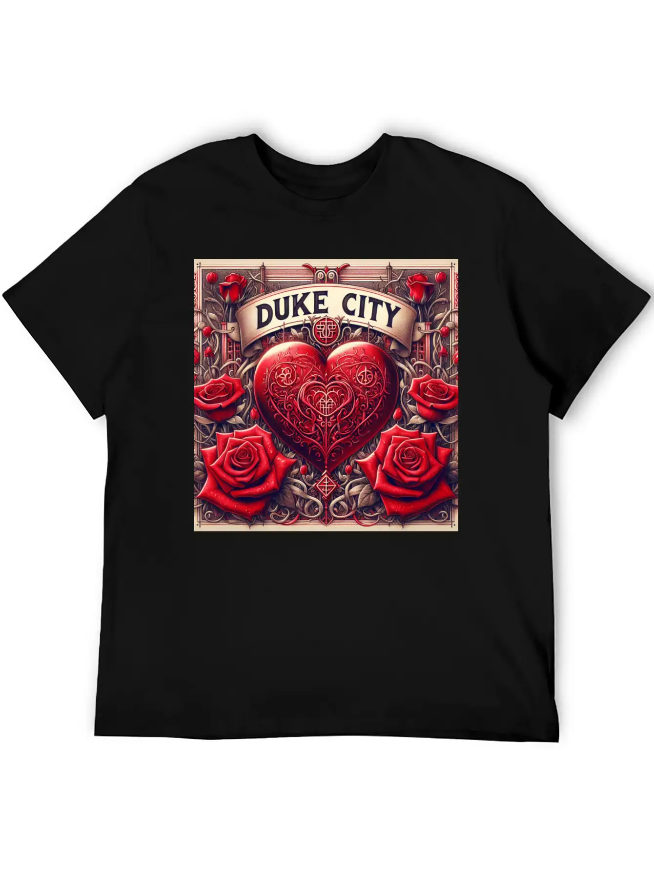 Red Heart With Roses Unisex Casual T-Shirt – Clean Design For Daily Comfort
