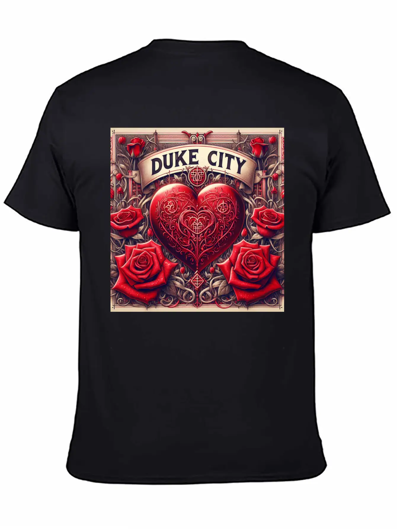Red Heart With Roses Unisex Casual T-Shirt – Clean Design For Daily Comfort