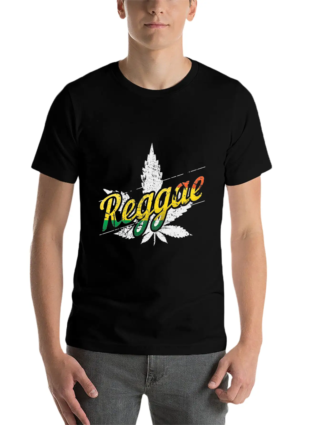 Reggae Colors And Leaf T-Shirt Unisex Casual T-Shirt – Clean Design For Daily Comfort
