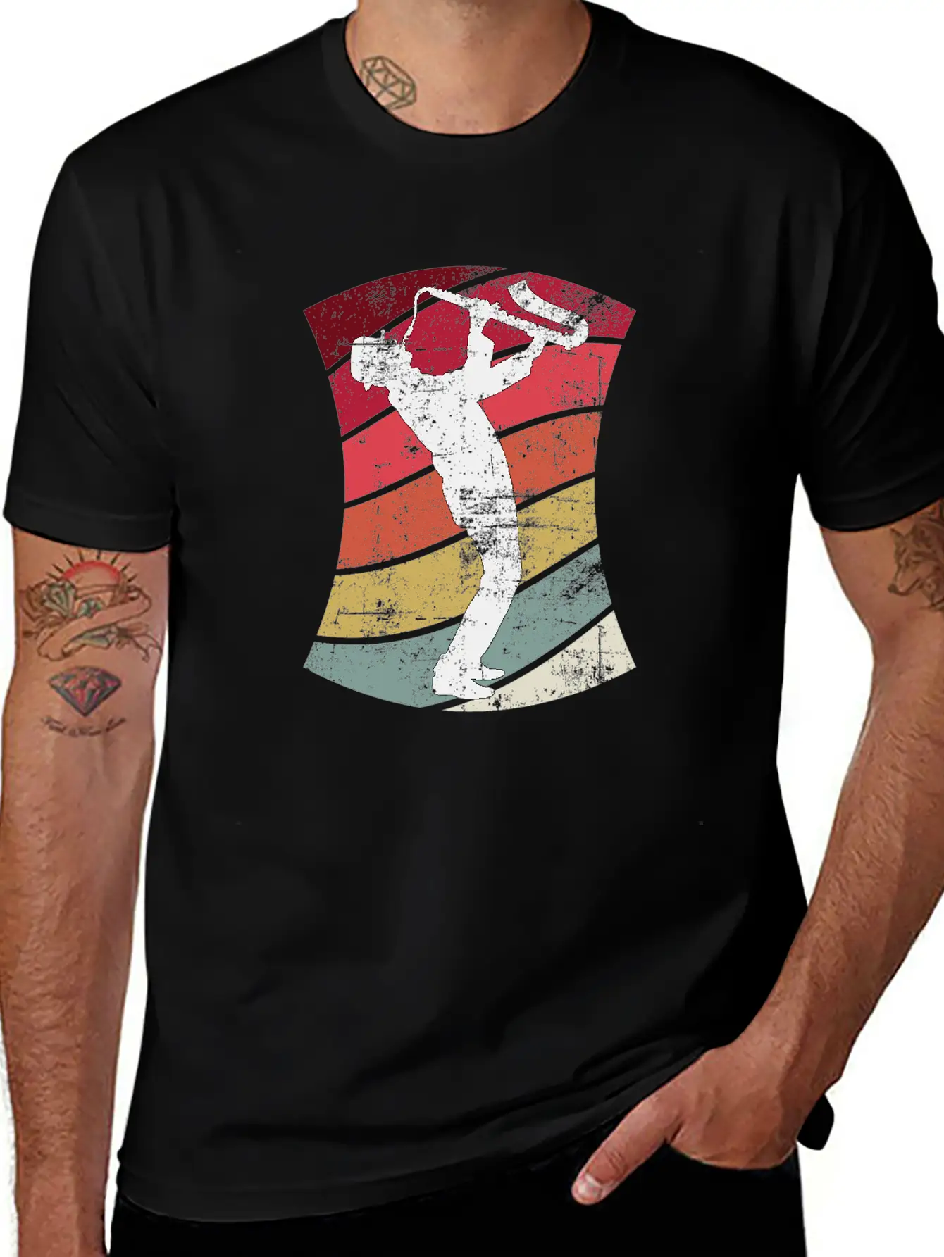 Retro Jazz Saxophone Player Unisex Casual T-Shirt – Clean Design For Daily Comfort
