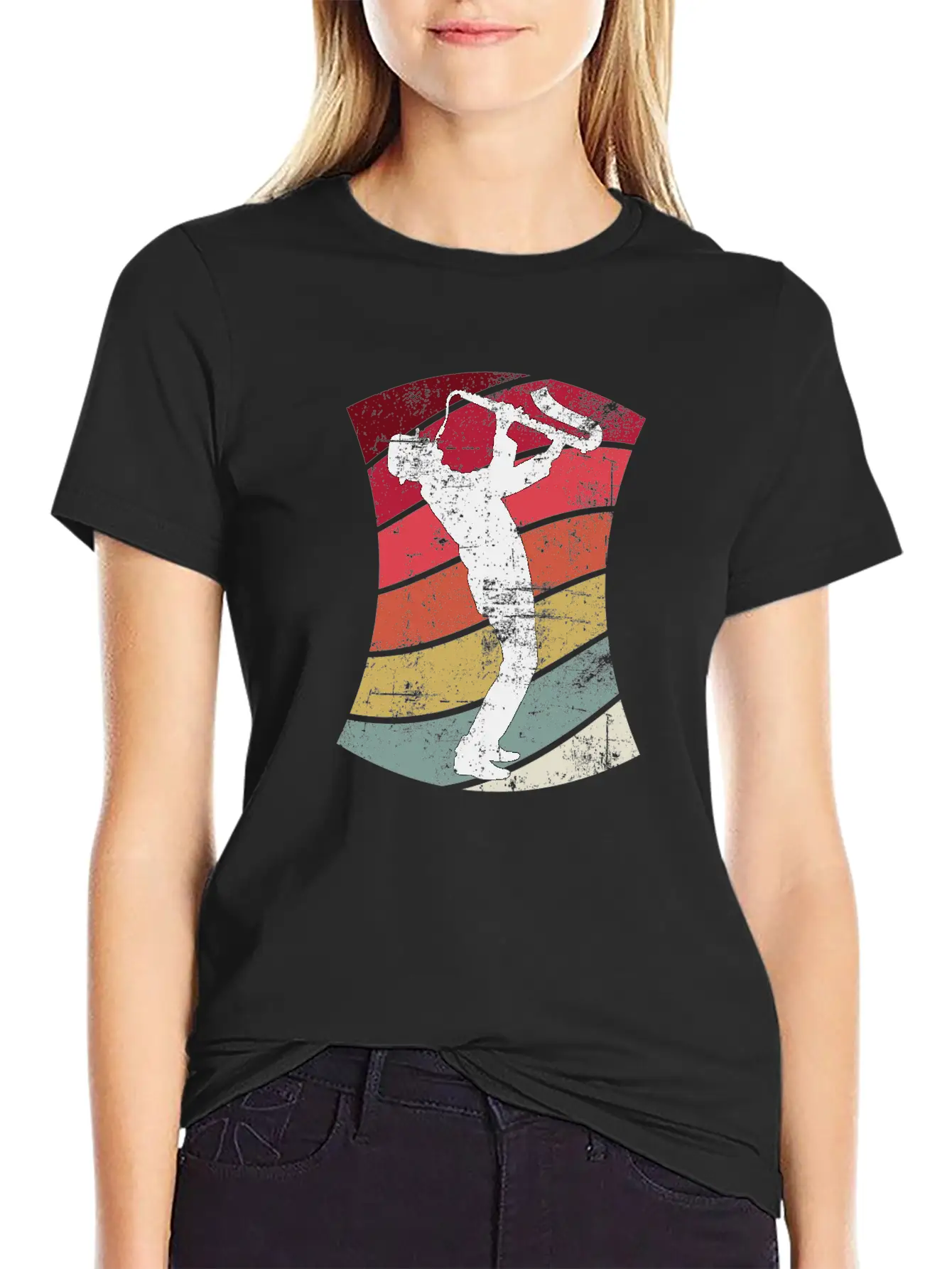 Retro Jazz Saxophone Player Unisex Casual T-Shirt – Clean Design For Daily Comfort