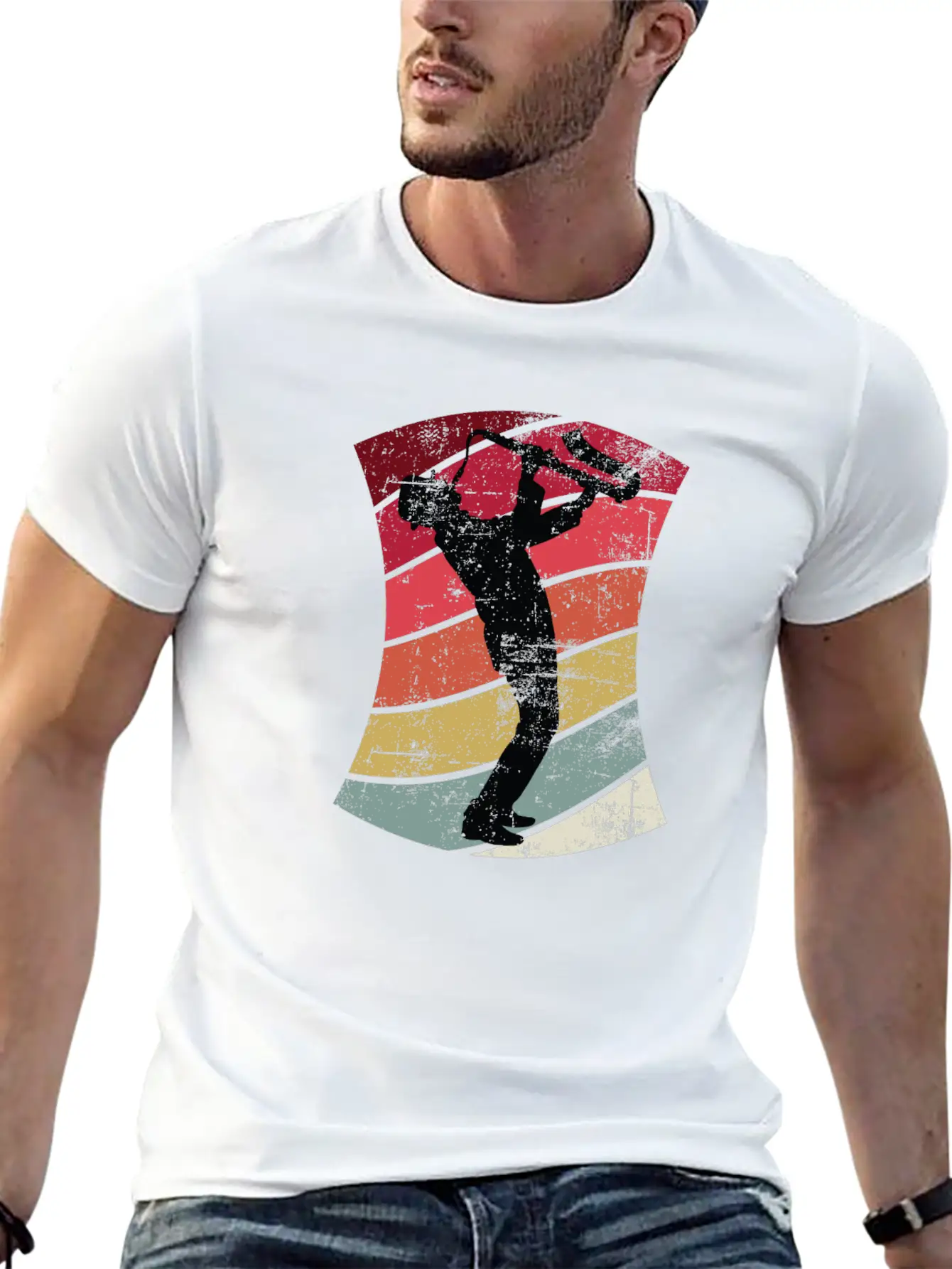 Retro Jazz Saxophone Player Unisex Casual T-Shirt – Clean Design For Daily Comfort