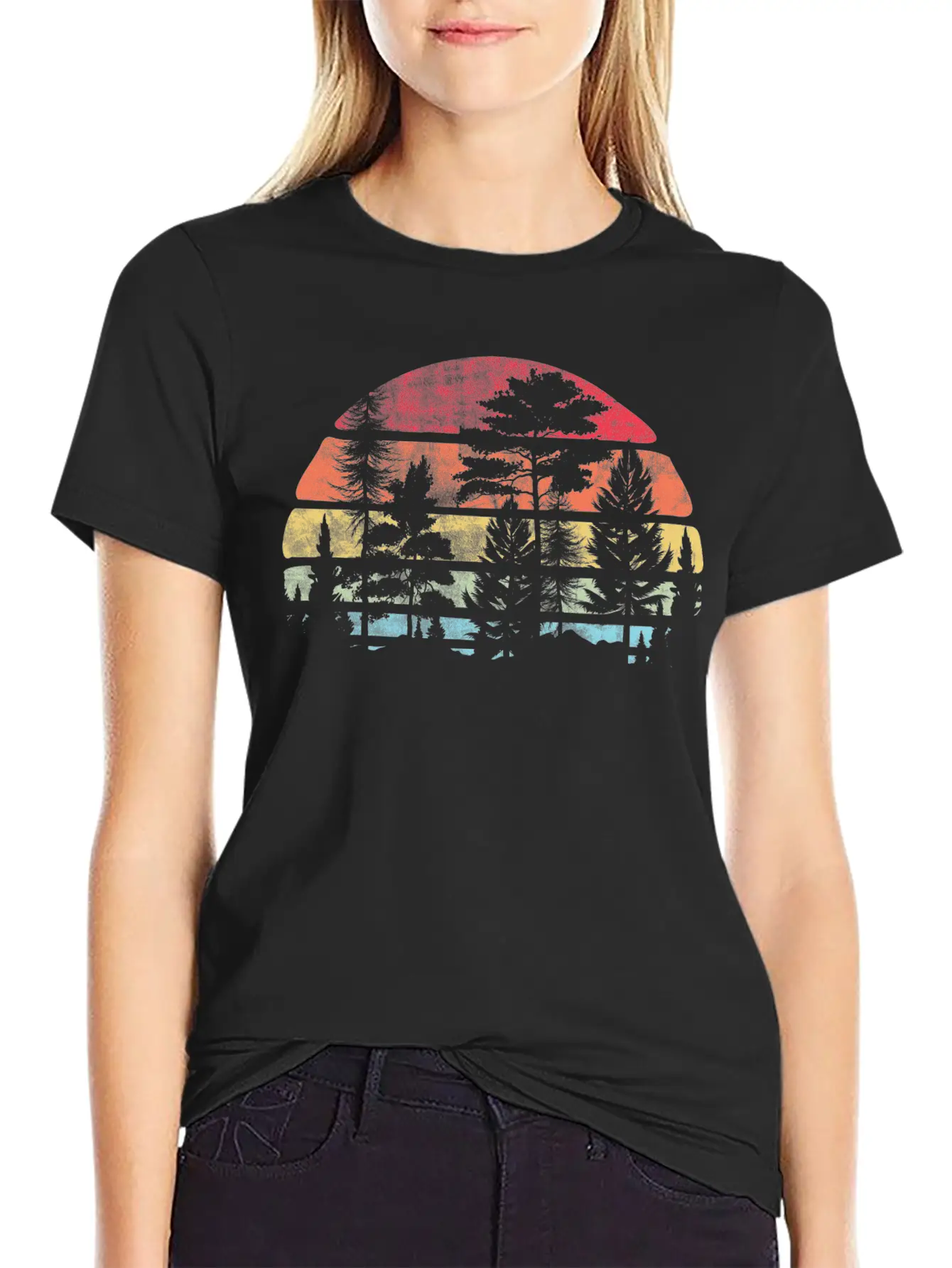 Retro Style Wildlife Trees Outdoors Nature Forest Unisex Casual T-Shirt – Clean Design For Daily Comfort