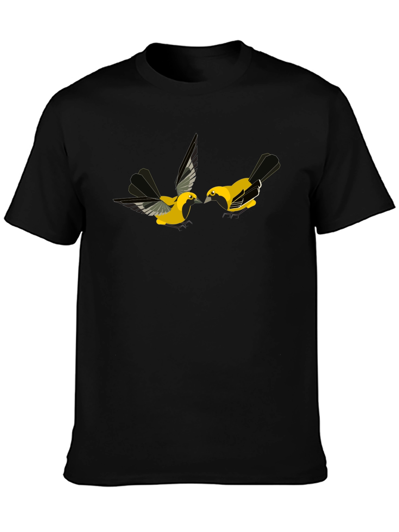 Black T-Shirt with Bird Design
