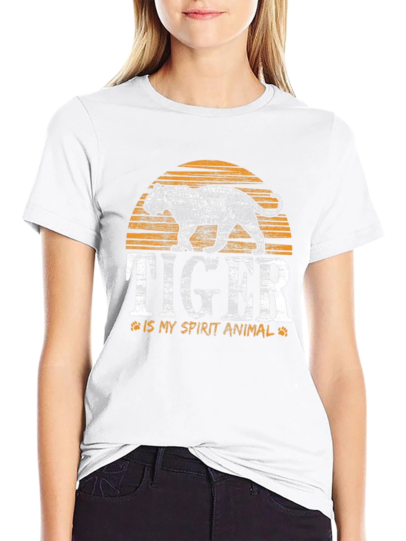Tiger Spirit Animal Graphic Tee - Black
