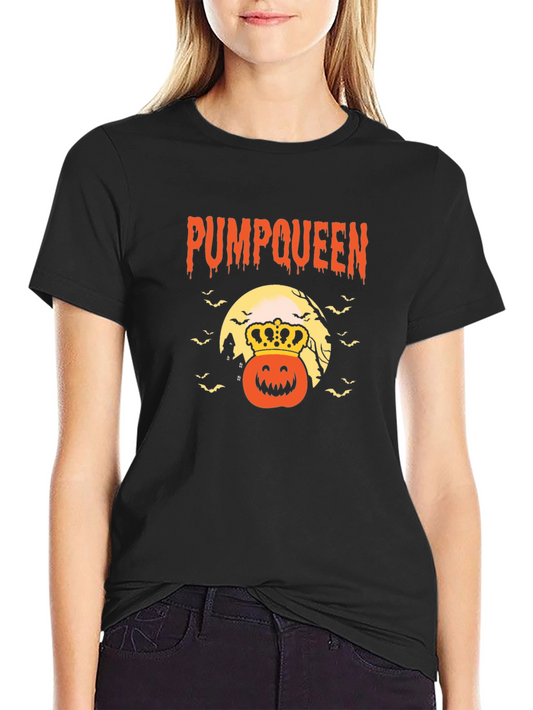 Pumpqueen Halloween Graphic Tee - Black