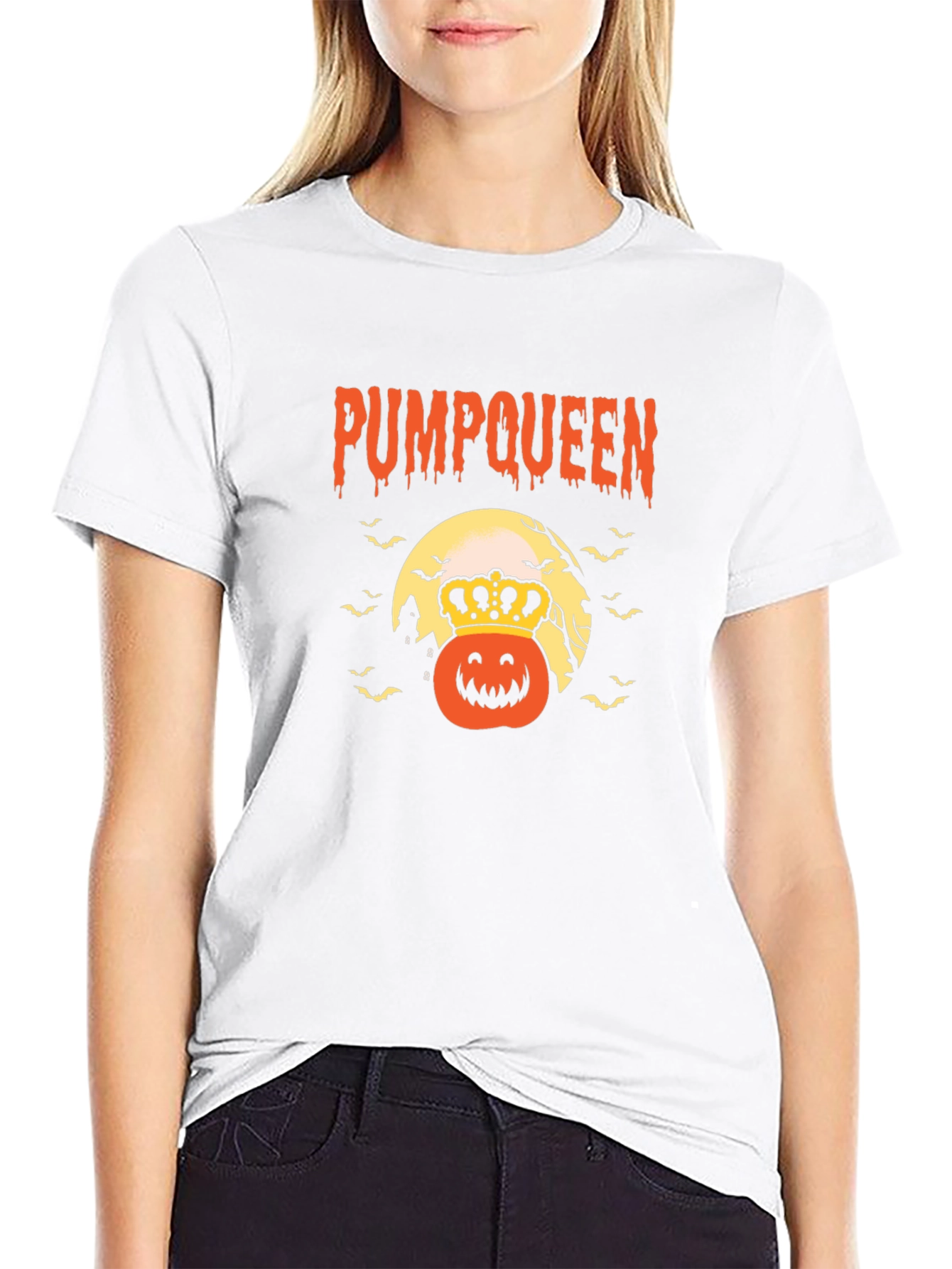 Pumpqueen Halloween Graphic Tee - Black