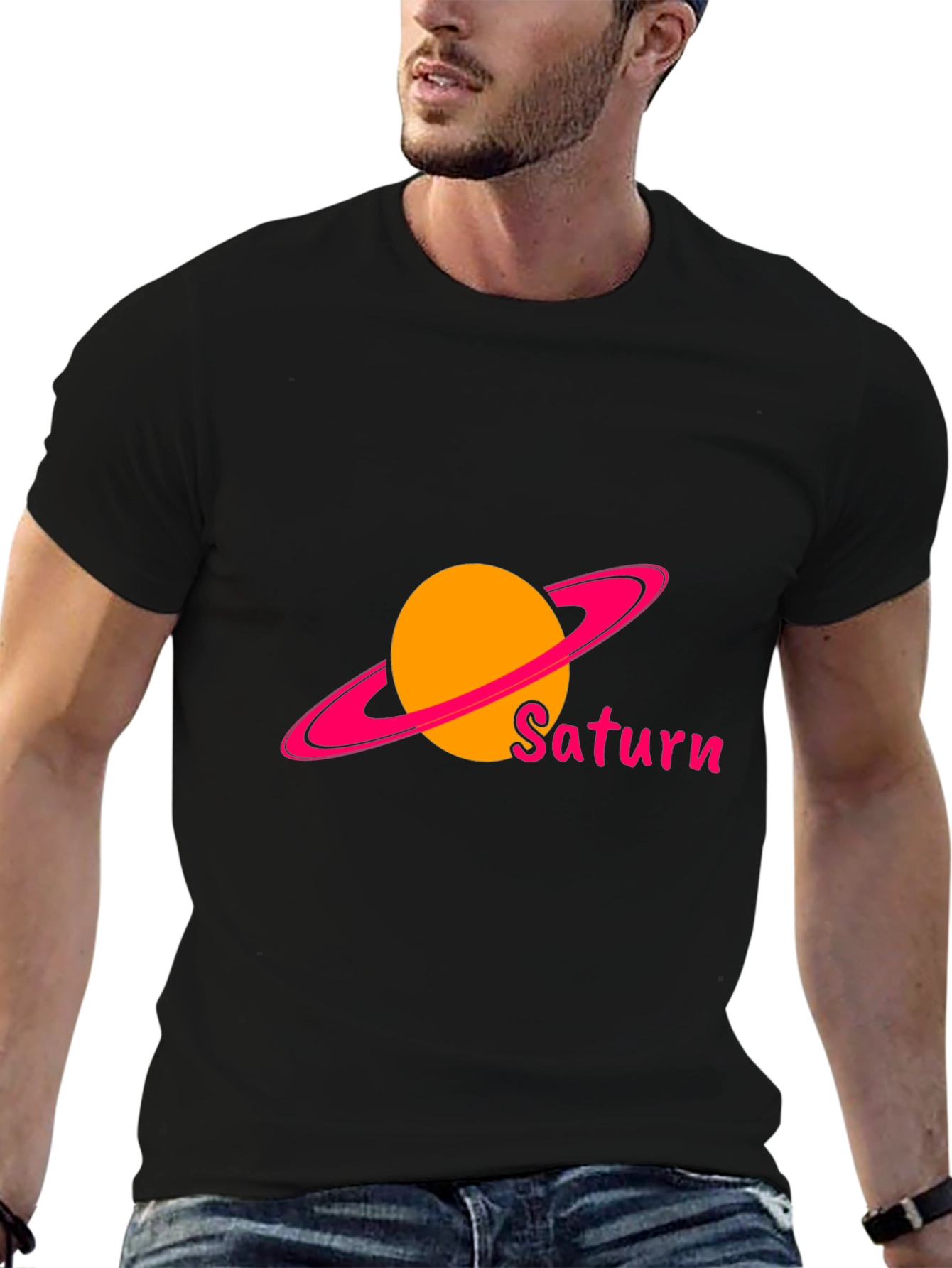 Saturn Graphic Black T-Shirt - Space & Planets