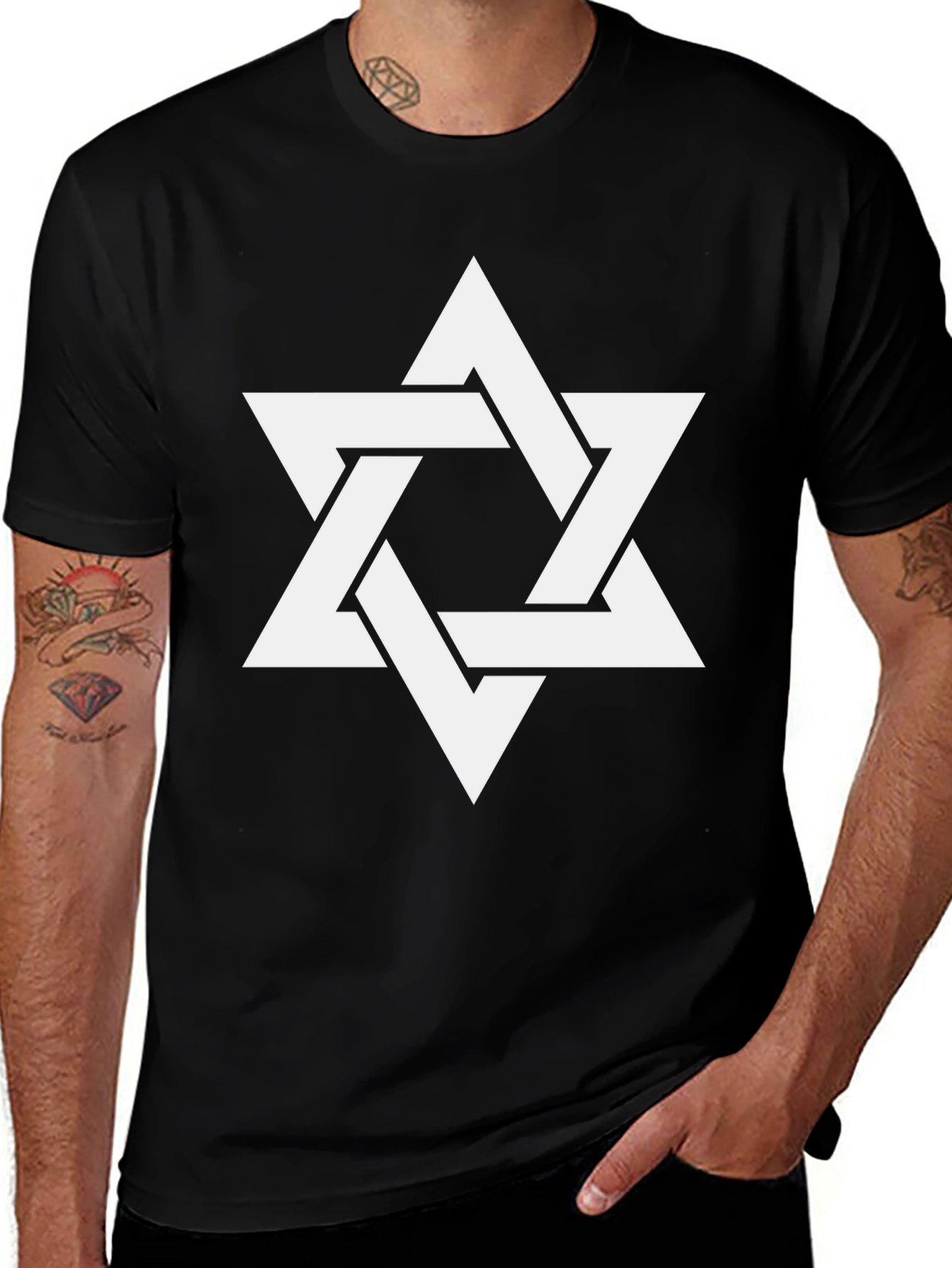 Star of David Mens Black T-Shirt