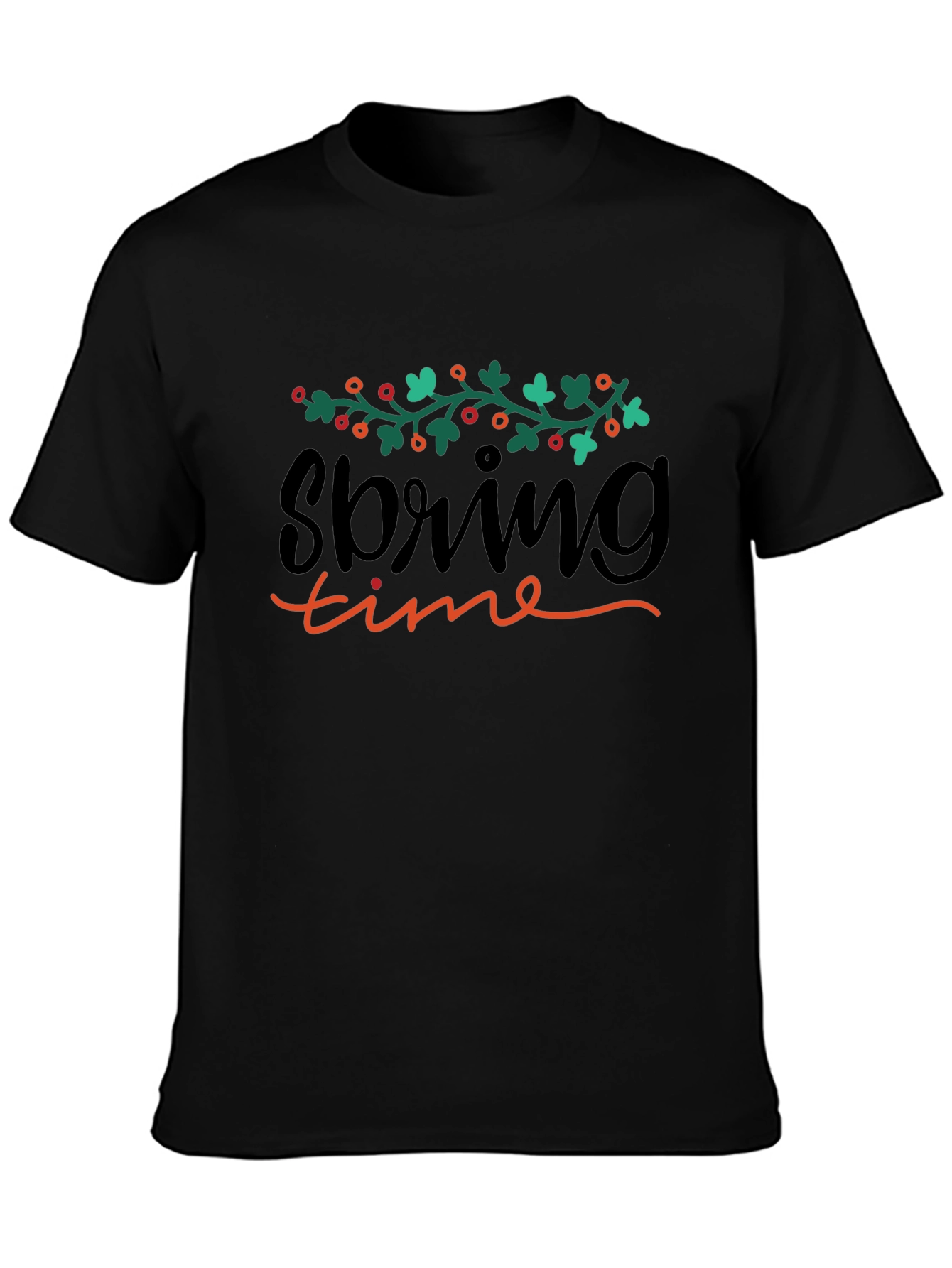 Spring Time Graphic Black T-Shirt