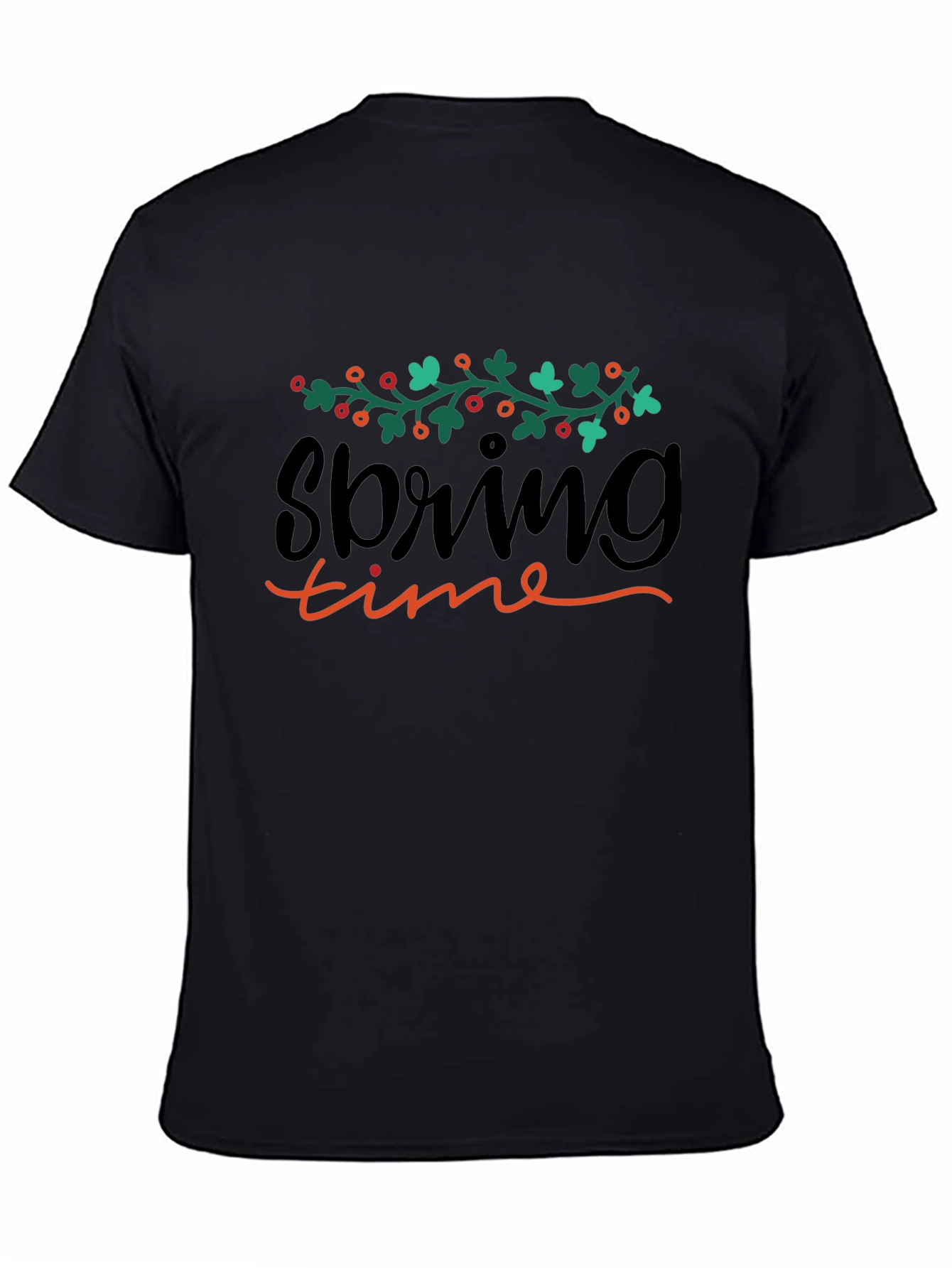 Spring Time Graphic Black T-Shirt