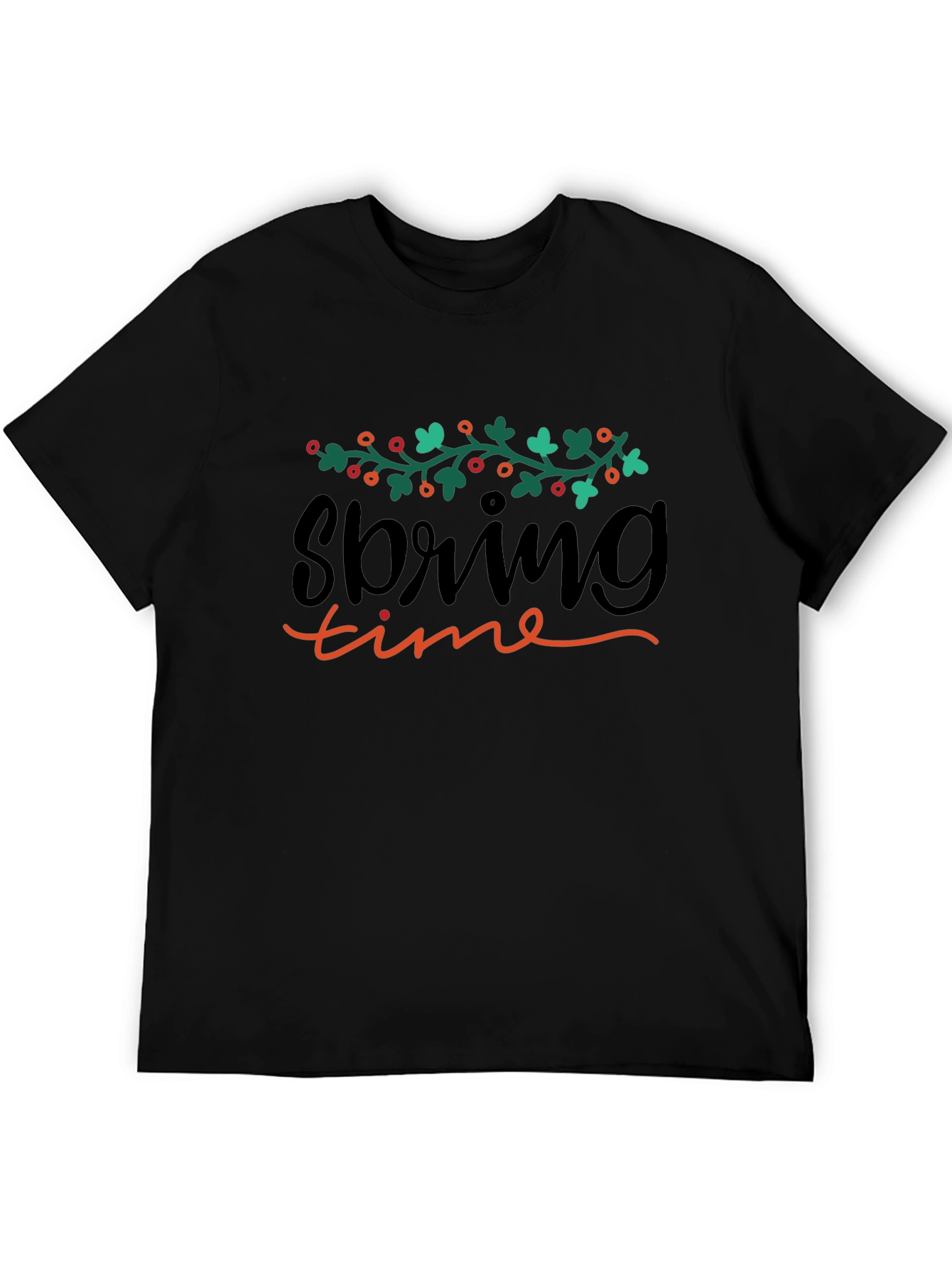 Spring Time Graphic Black T-Shirt