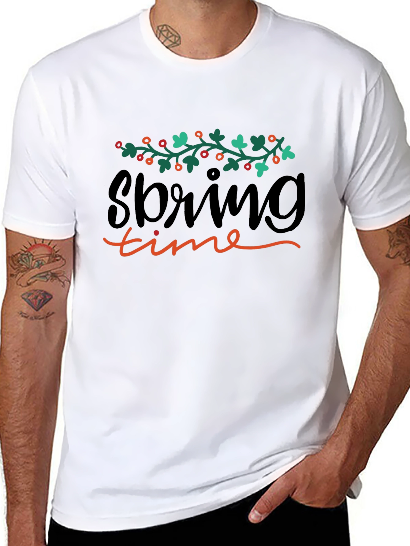 Spring Time Graphic Black T-Shirt