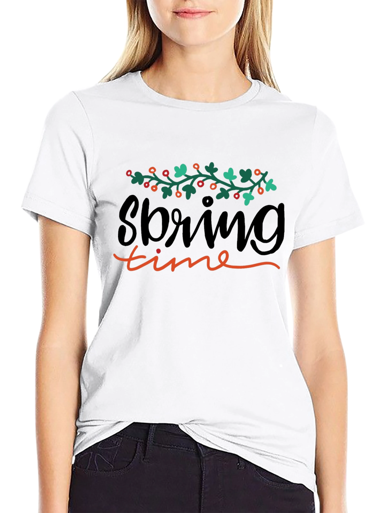 Spring Time Graphic Black T-Shirt