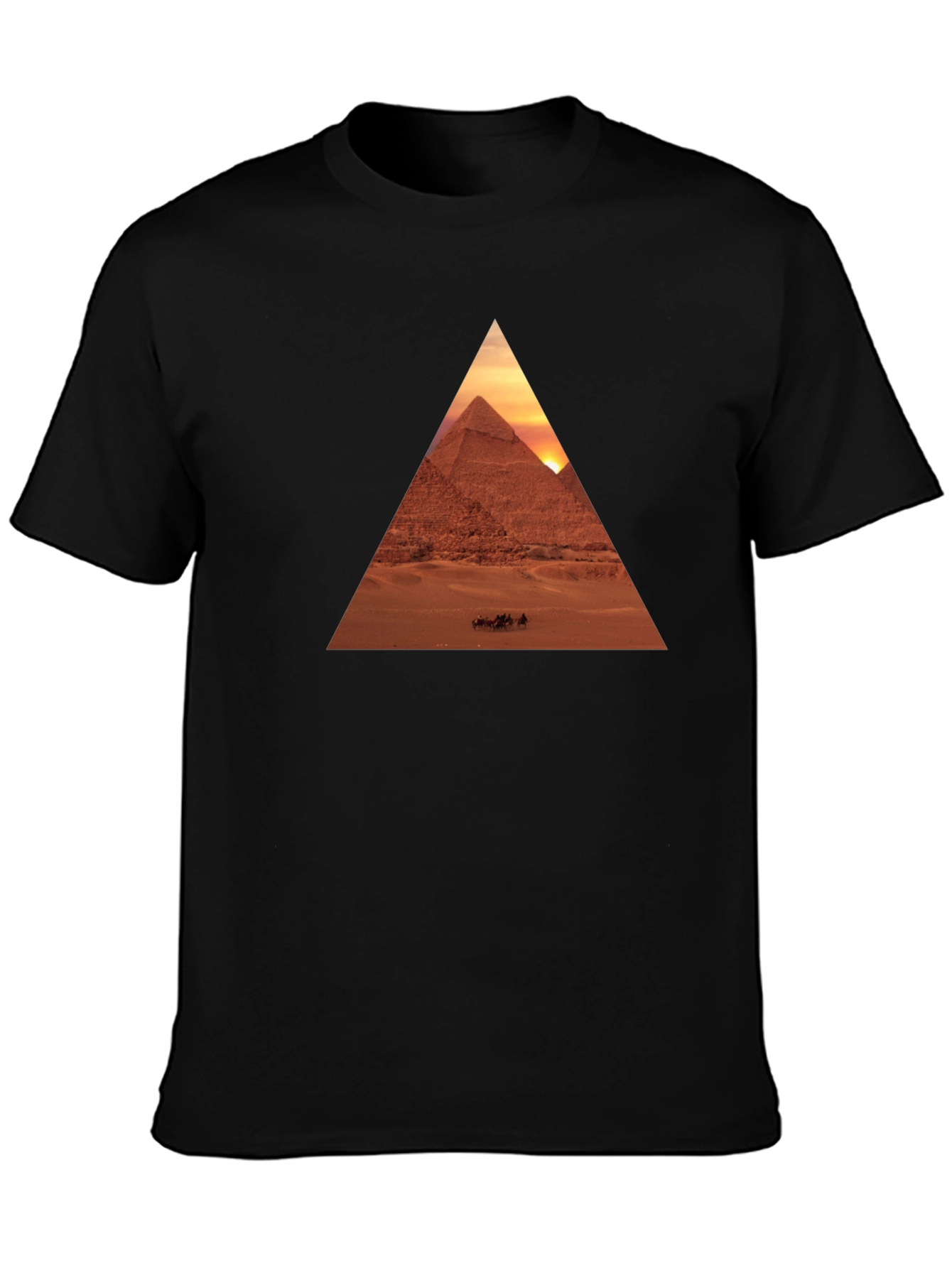Egyptian Pyramid Triangle Graphic Tee - Black