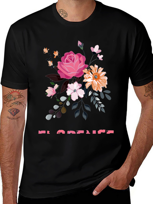Floral Florence Graphic Tee - Black Unisex T-Shirt