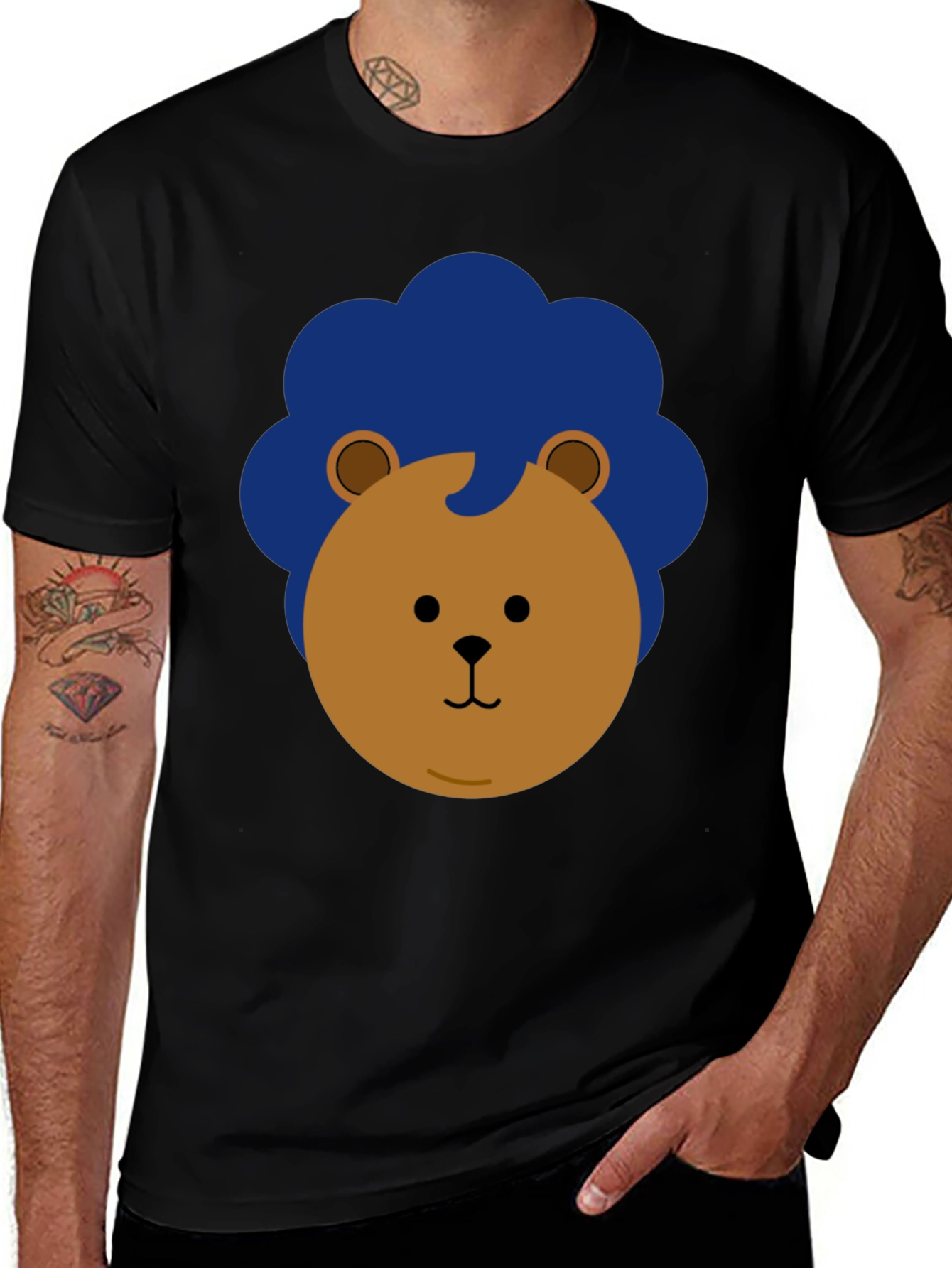 Lion Graphic Print Black Casual Tee
