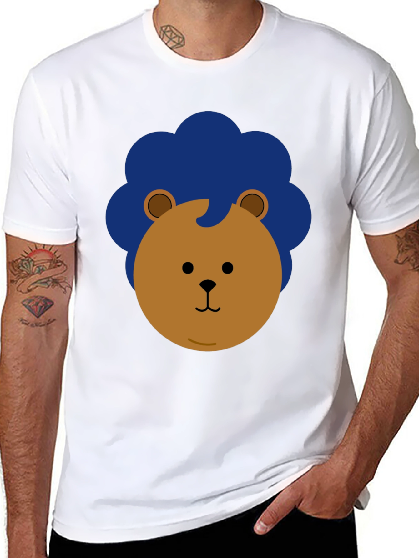 Lion Graphic Print Black Casual Tee