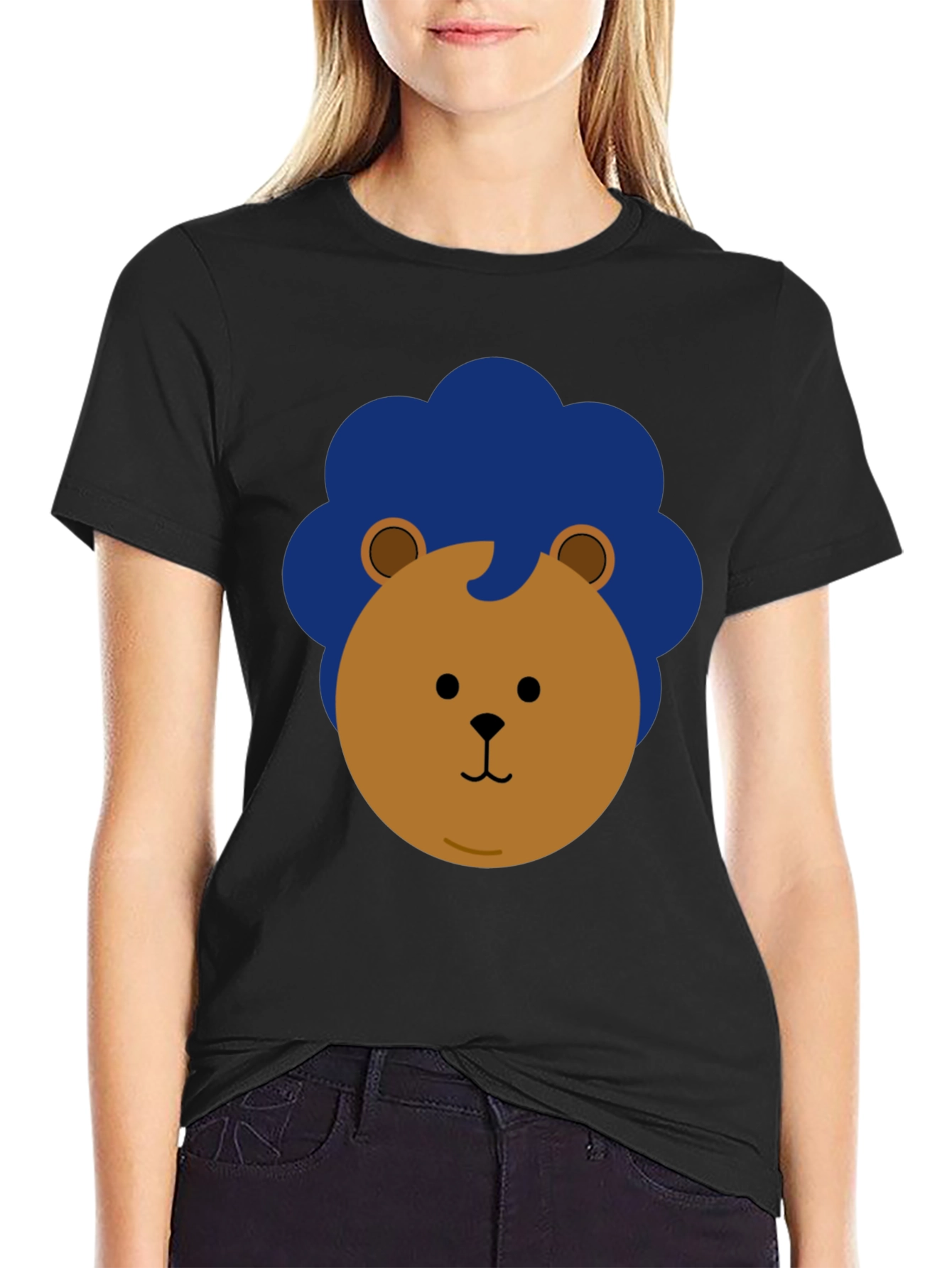Lion Graphic Print Black Casual Tee