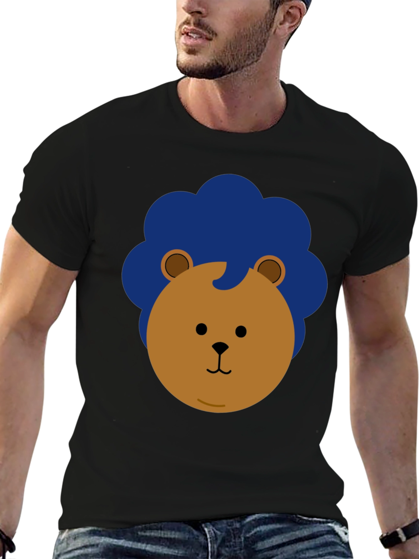 Lion Graphic Print Black Casual Tee