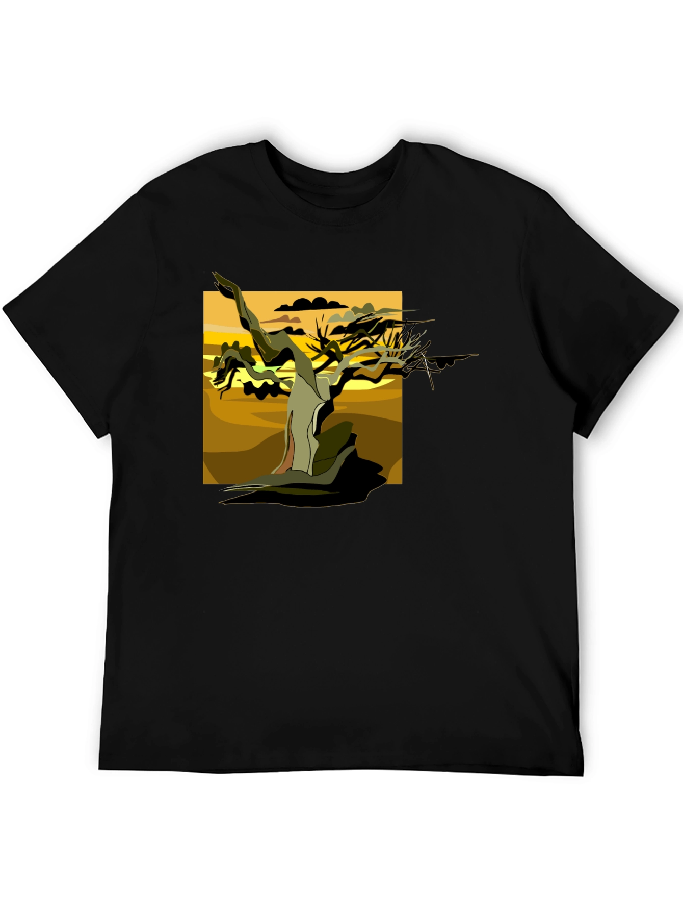 Abstract Tree Graphic Tee - Black
